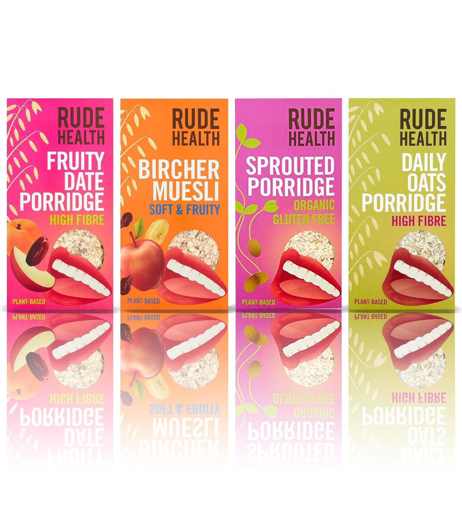 Rude Health Oats Pick N Mix - Create Custom Oats Combo with 3+ Flavours | Fruity Date Porridge Daily Oats Sprouted Porridge Oats Bircher Muesli | 2 Pack - Perfect Oats Gift Set for Diet Lovers Pack of 2 - Buy Online on GoSupps.com