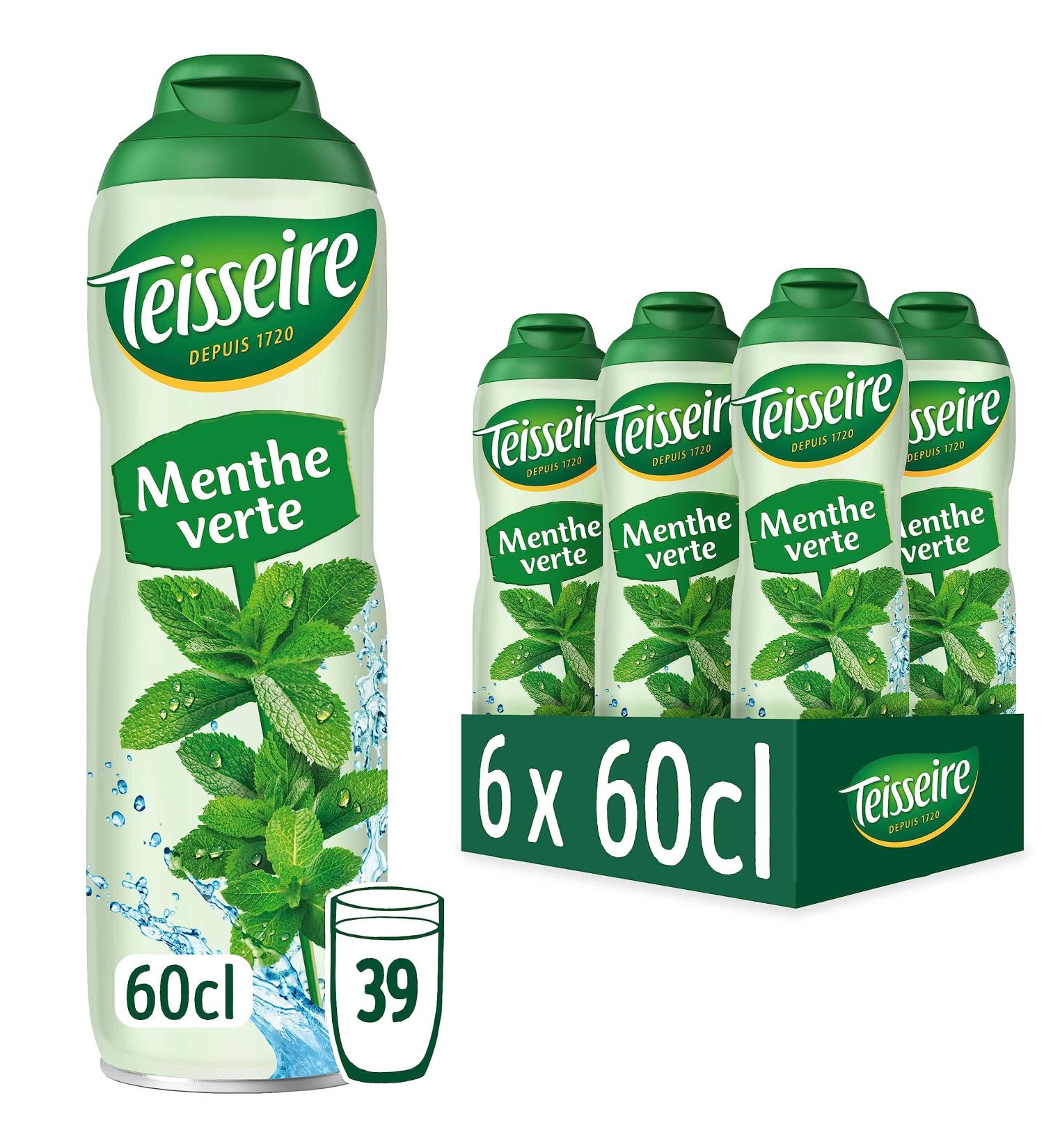 Teisseire Spearmint Syrup for Refreshing Drinks Cocktails Recyclable Bottle 6x60cl - Buy Online on GoSupps.com