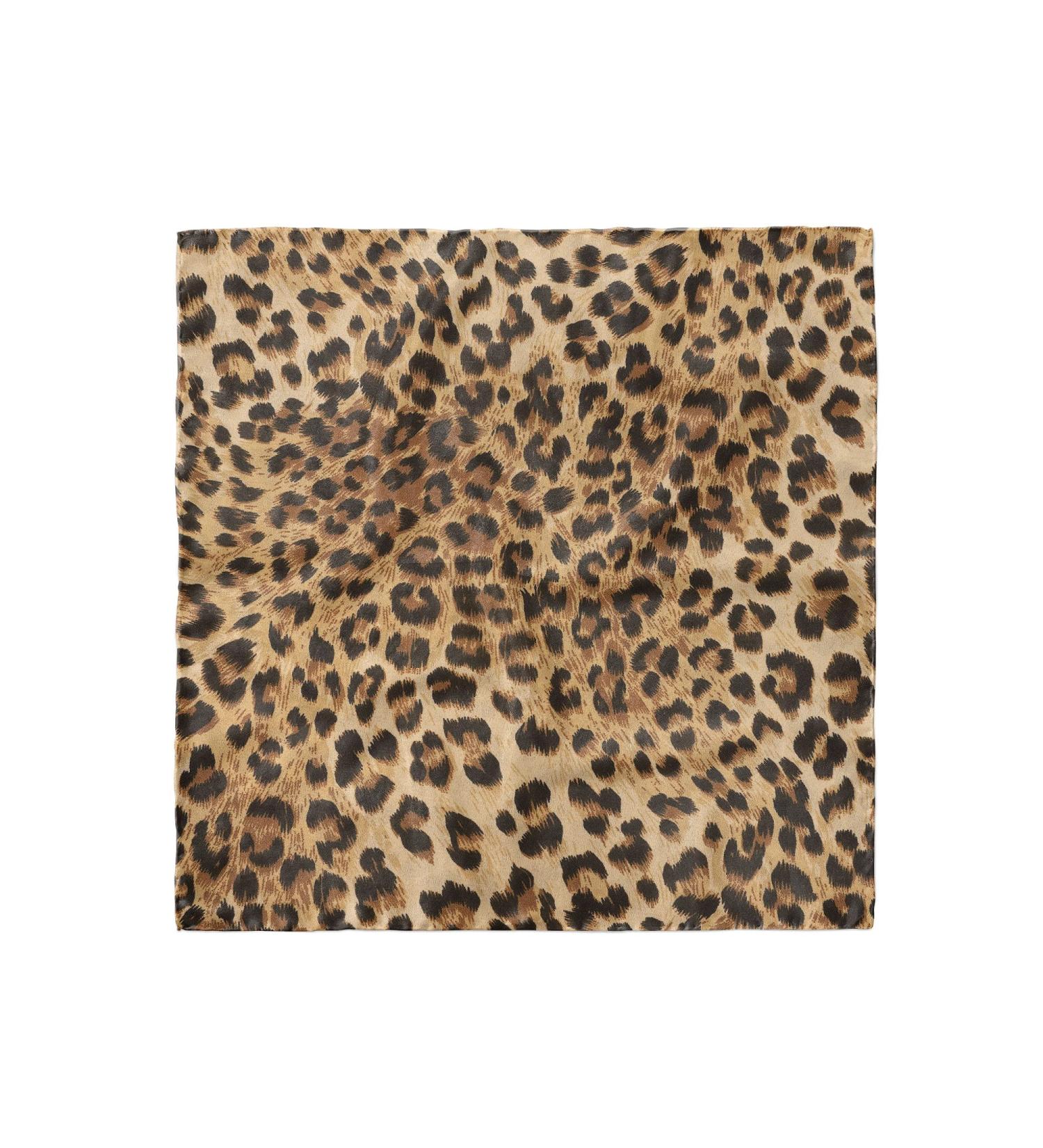 ABAKUHAUS Leopard Print Head Scarf Wild Animal Skin Hair Wrap 27" x 27" Pale Brown Black