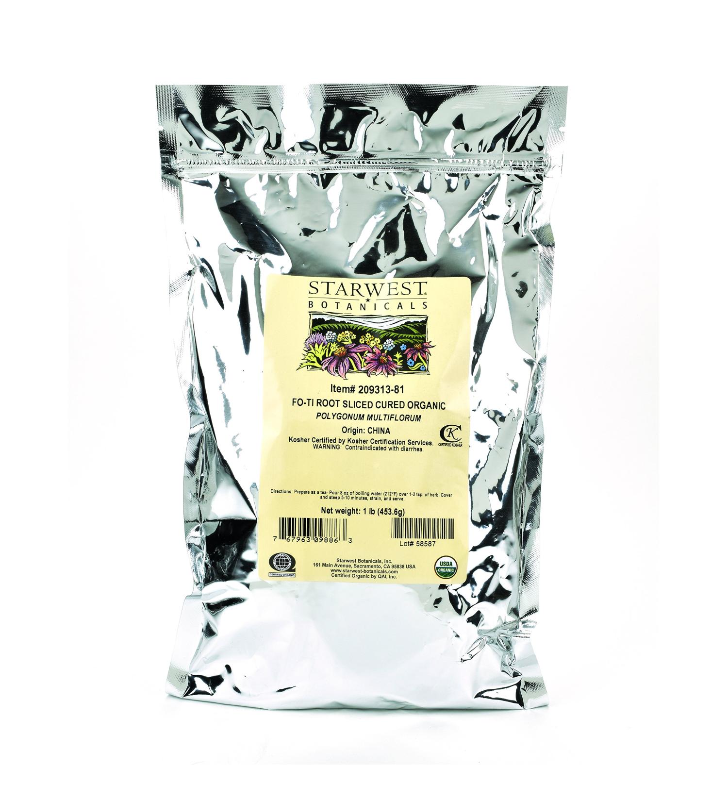 Starwest Botanicals Organic Cured Fo-ti Root Slices 1 Pound