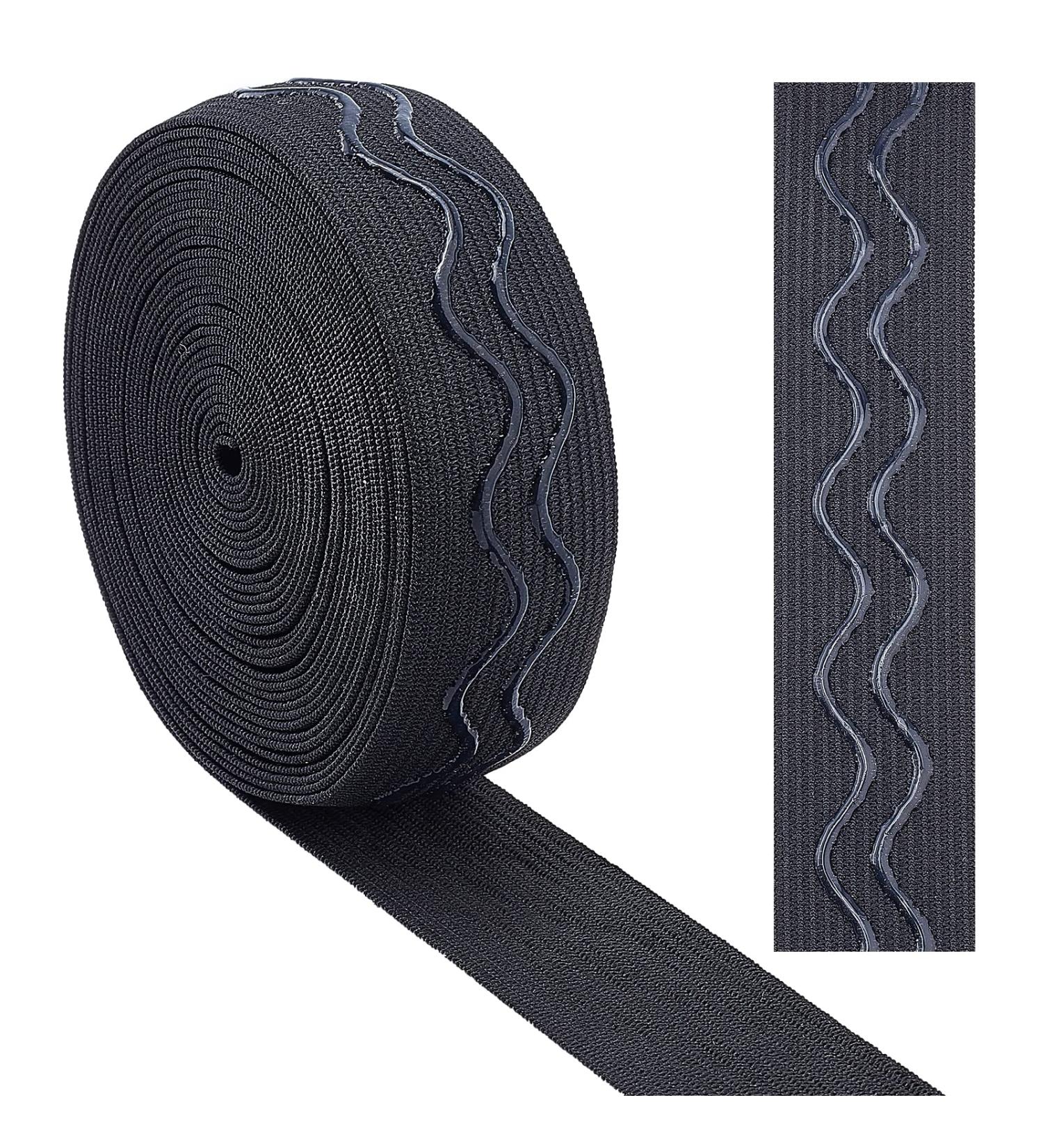 GORGECRAFT Non-Slip Elastic Ribbon Wave Silicone Gripper Band Tape - 1 Inch x 5 Yards, Black - Ideal for DIY Crafts & Garment Sewing - Buy Online on GoSupps.com