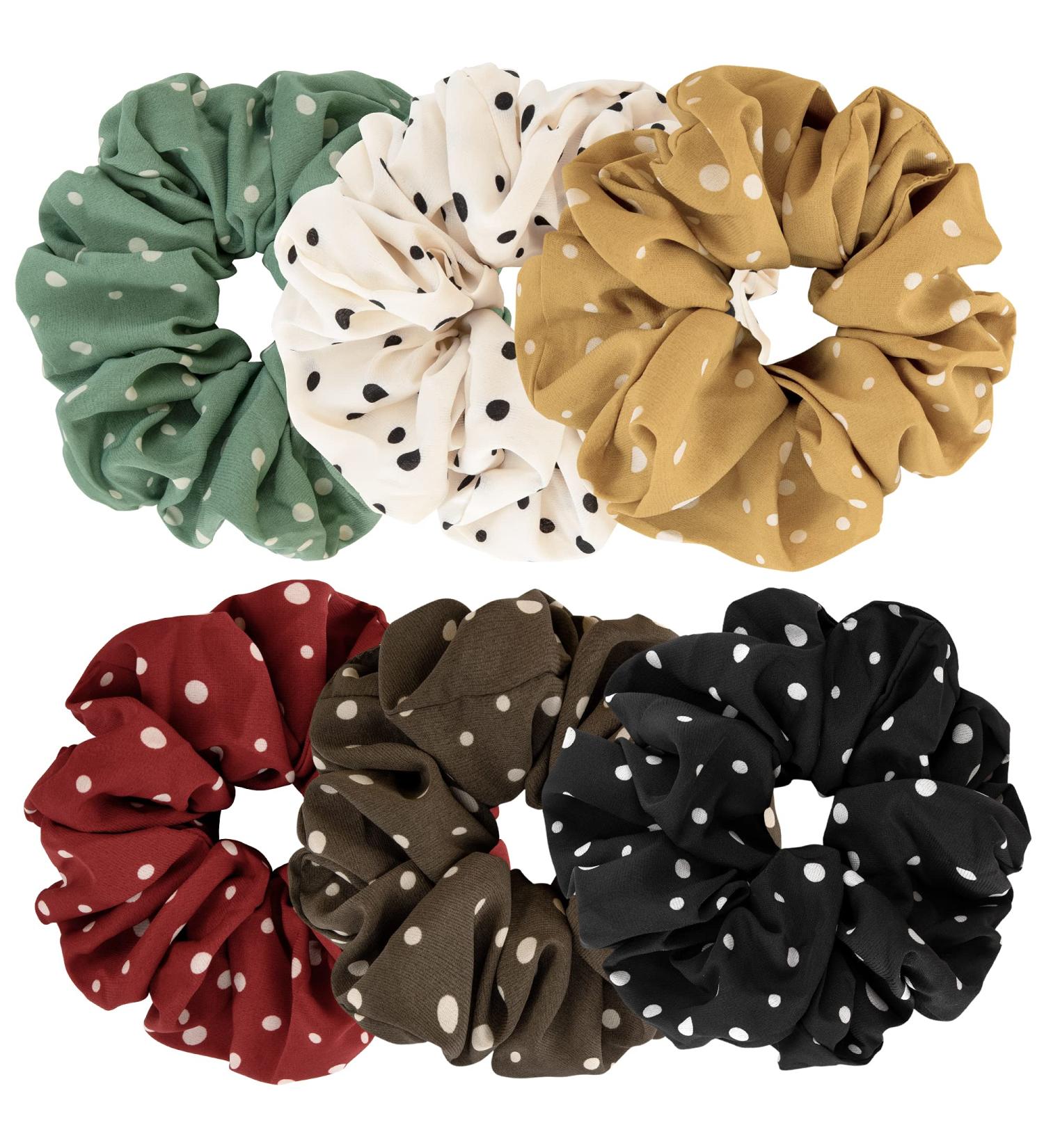 YOHAMA 6.3 Inch Oversized Wave Point Scrunchies - 6 Pack Big Hair Scrunchy Hair Ties for Girls and Women - Fashion Elastic Bands for Ponytail Holder - Bun Decoration and Gift Set - Buy Online on GoSupps.com