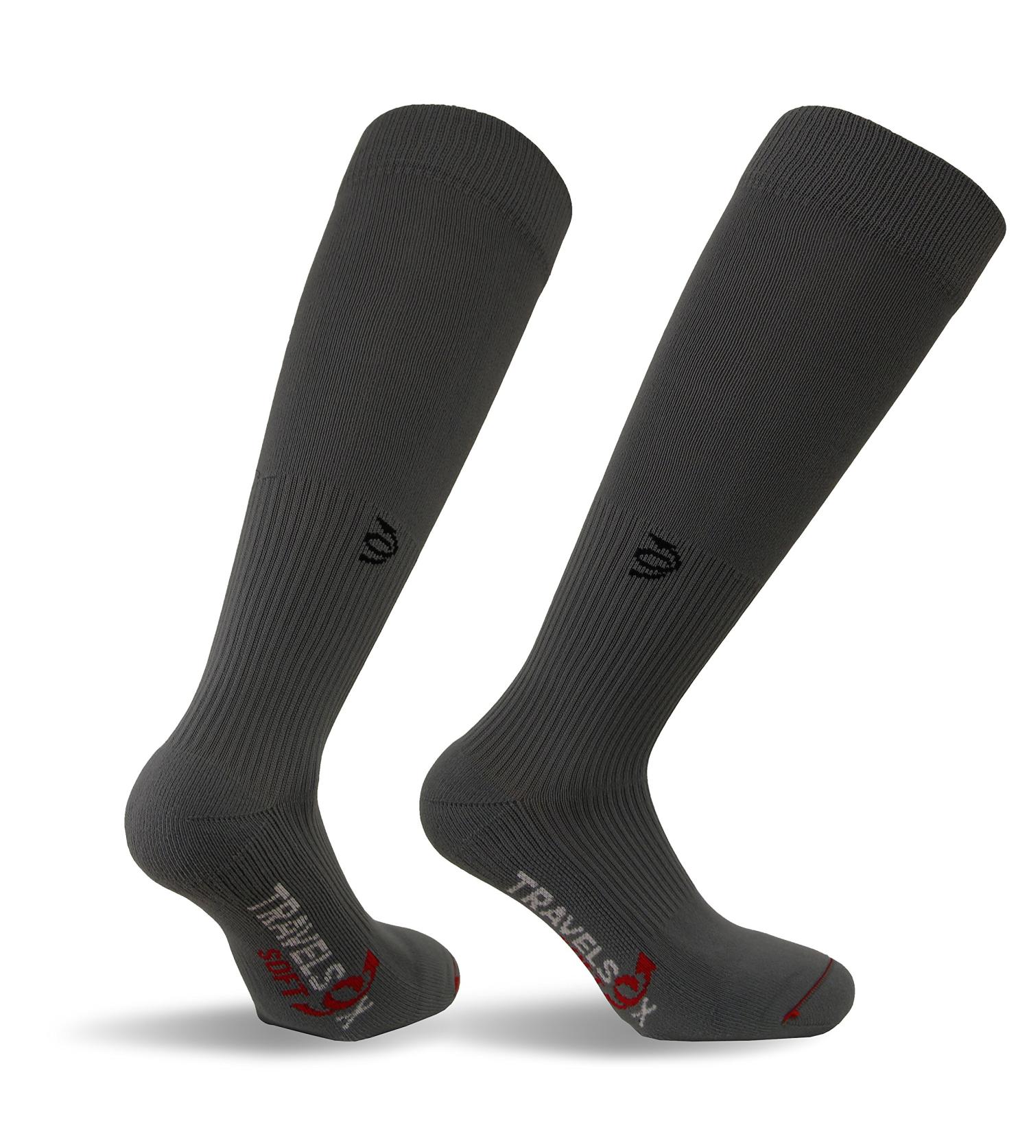 Travelsox Men's Patented Graduated Compression Socks for Travel & Dress - Grey | Optimize Comfort & Style - Buy Online on GoSupps.com