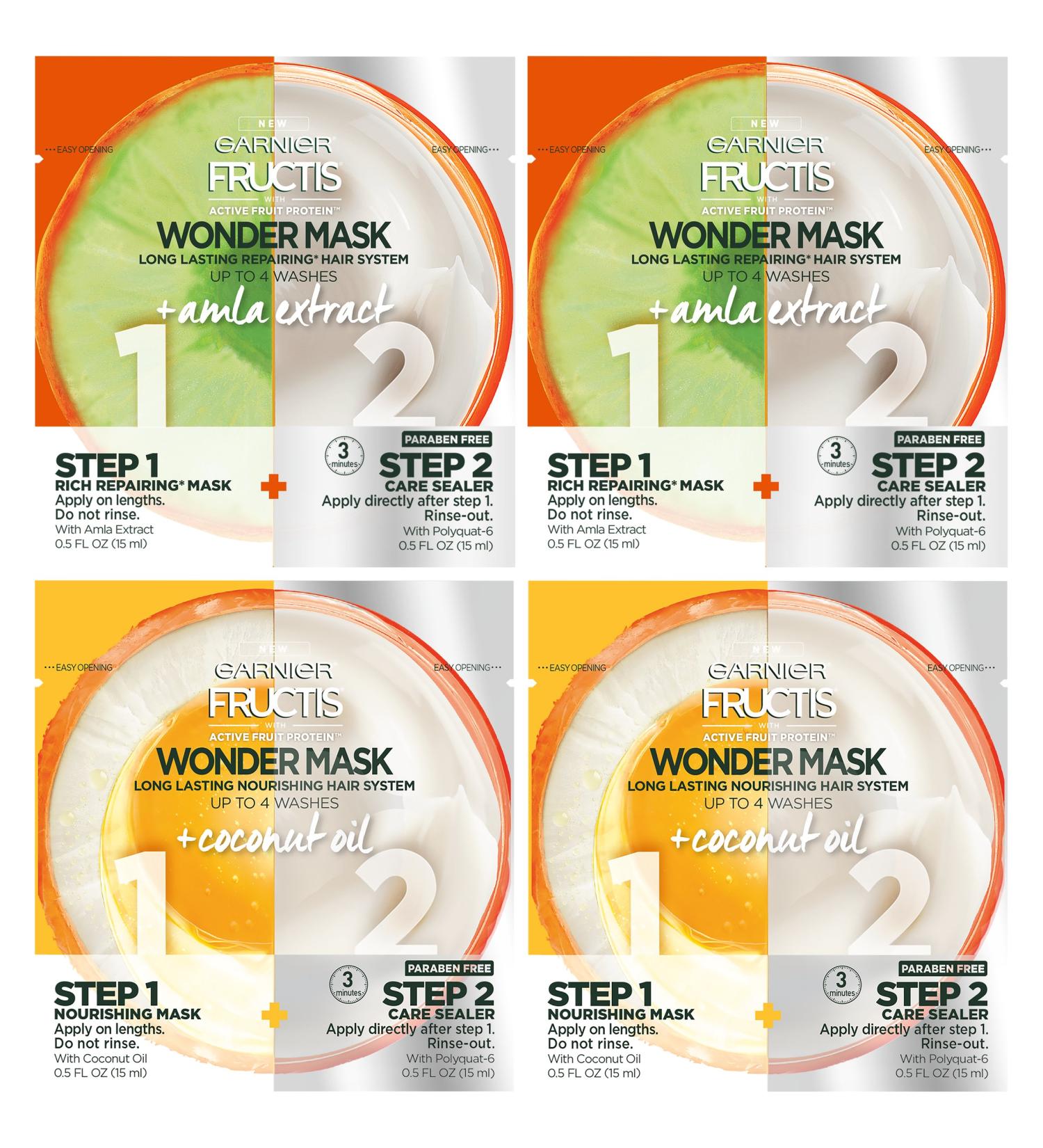 Garnier Fructis Wonder Mask Coconut Oil & Amla Extract 4-Pack - Buy Online on GoSupps.com