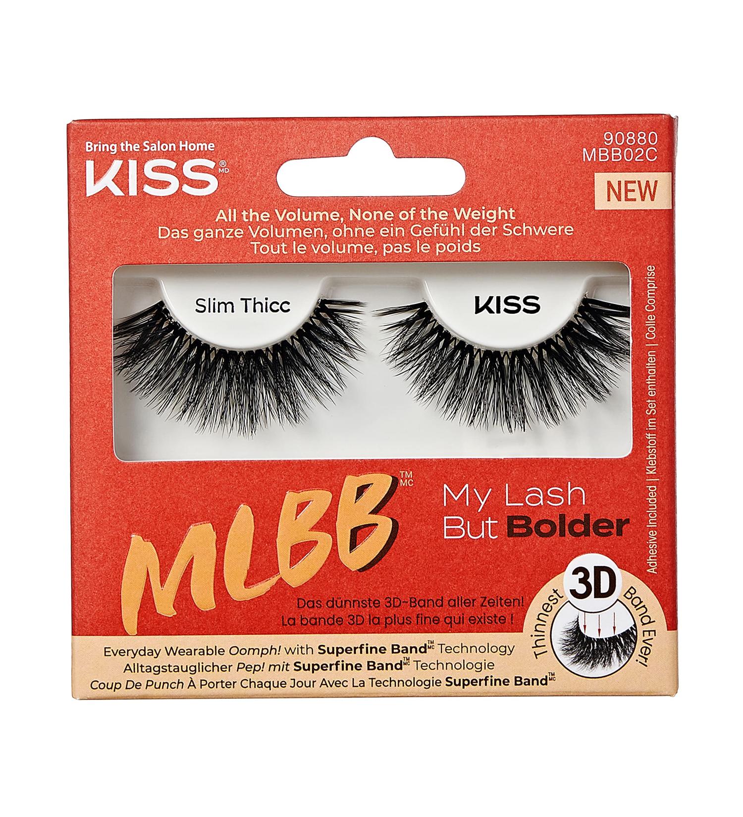 KISS My Lash But Bolder 3D Volume False Eyelashes in Slim Thicc Black - Vegan Faux Mink | Fuller & Natural-Looking Lashes | 1 Pair - Buy Online on GoSupps.com