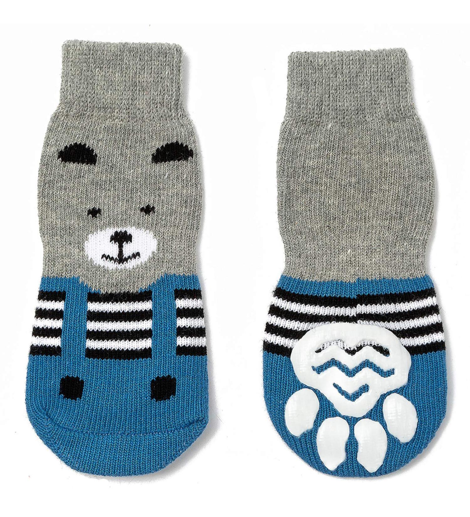 Buy PET Heroic Indoor Anti-Slip Socks for Dogs & Cats - 6 Sizes (S to 3XL) | Paw Protection & Traction with Silicone Gel - Blue Bear L - Buy Online on GoSupps.com