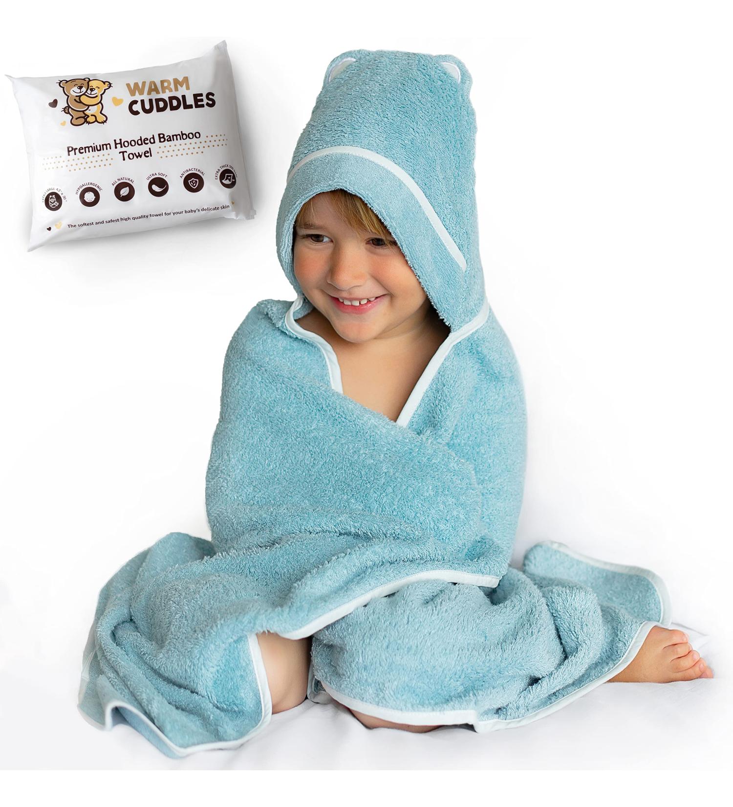 Premium Organic Bamboo Toddler Hooded Bath Towel | Large Hooded Towel for Toddler Boy or Girl | Blue Newborn Towel - Buy Online on GoSupps.com