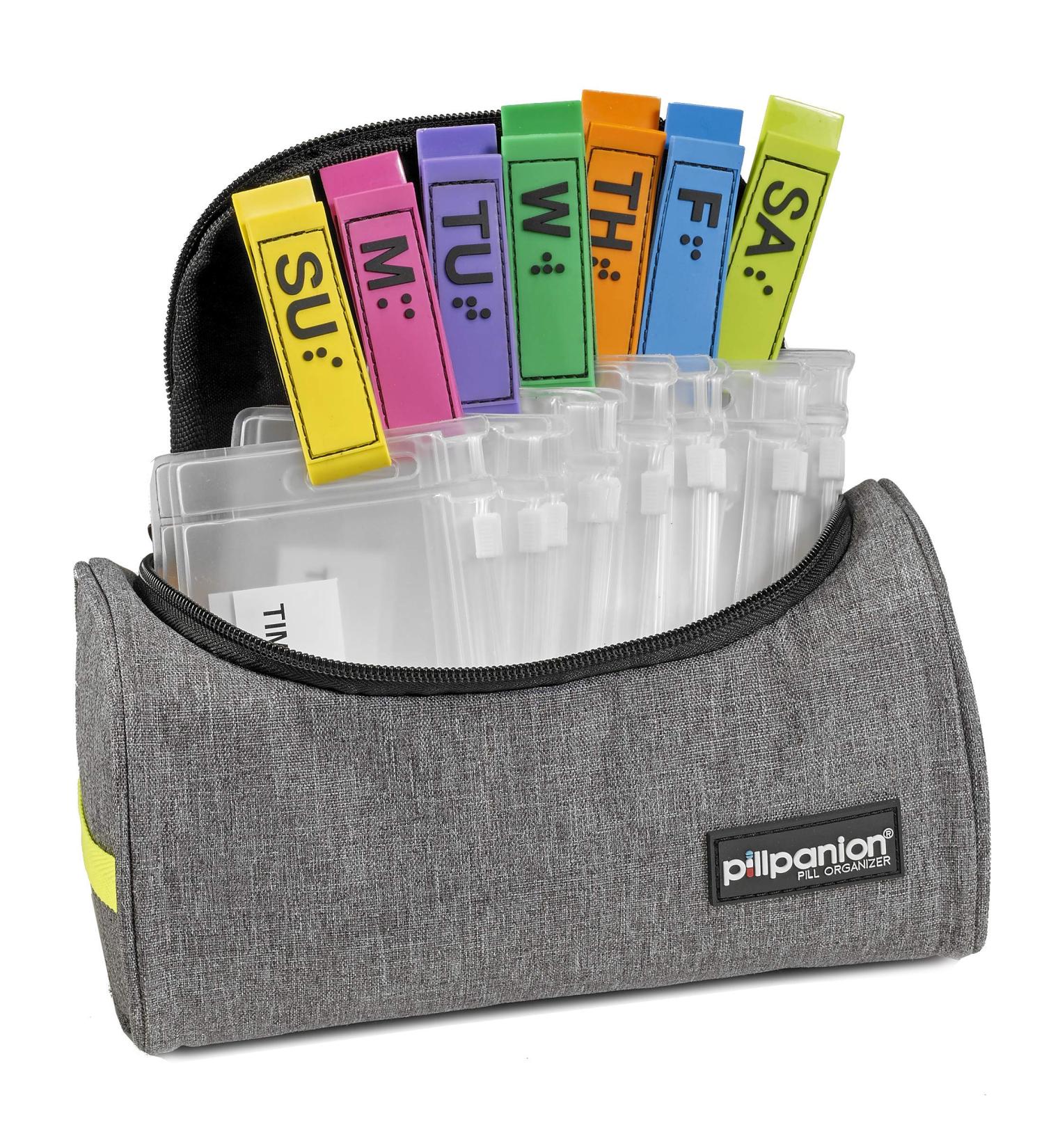 Portable Gray Pill Organizer - Easy to Fill for Medications & Supplements | International Shipping Available - Buy Online on GoSupps.com