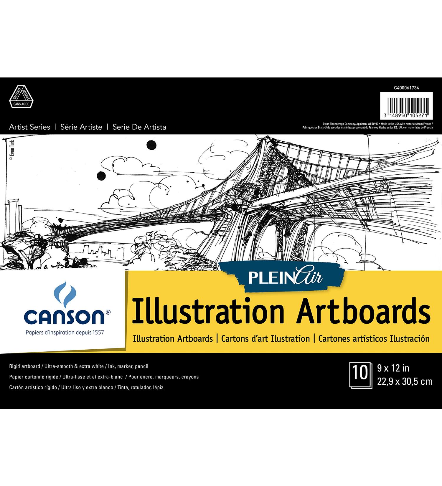 Canson Artist Series Plein Air Illustration Paper, Fold Over Art Board, 9x12 inches, 10 Sheets - Artist Paper for Adults and Students - Colored Pencil, Marker, Ink, Pen 9" x 12"