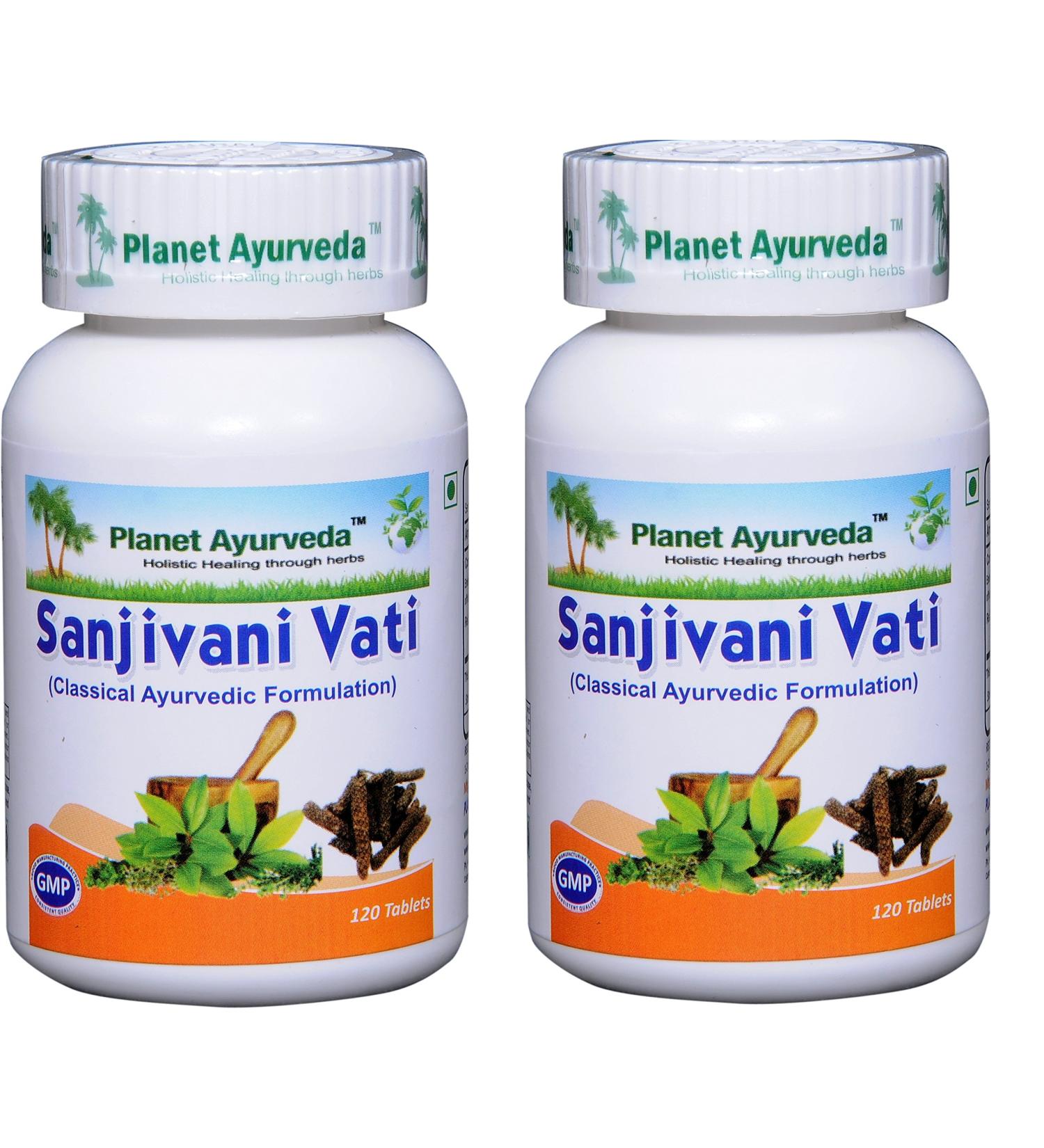 Planet Ayurveda Sanjivani Vati - Herbal Tablets, 100% Natural and Pure - 2 Bottles(Each Bottle Contains 120 Tablets) - Buy Online on GoSupps.com