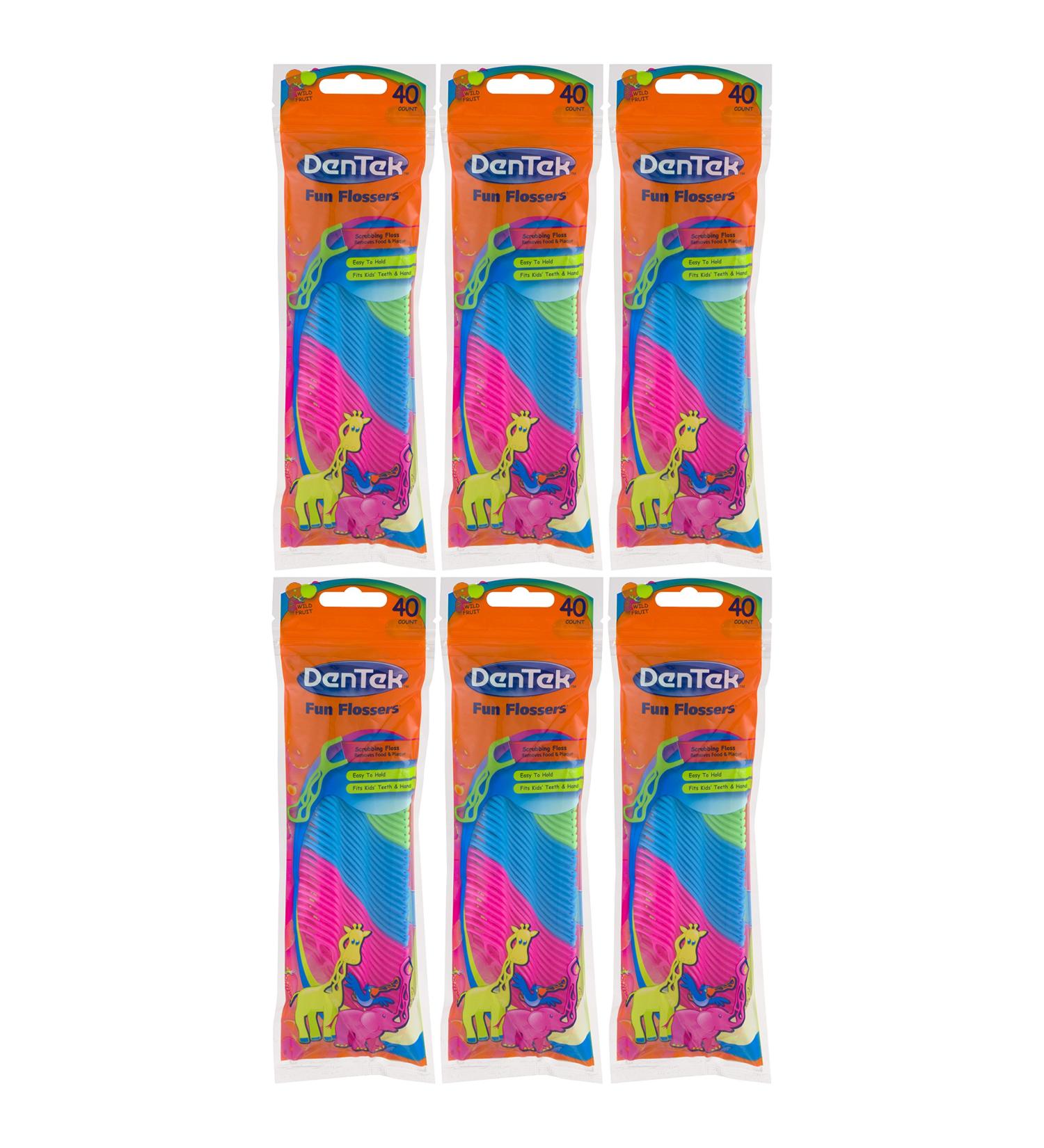 DenTek Kids Fun Dental Floss - 40 Count 6 Pack | Removes Food & Plaque | International Shipping Available - Buy Online on GoSupps.com