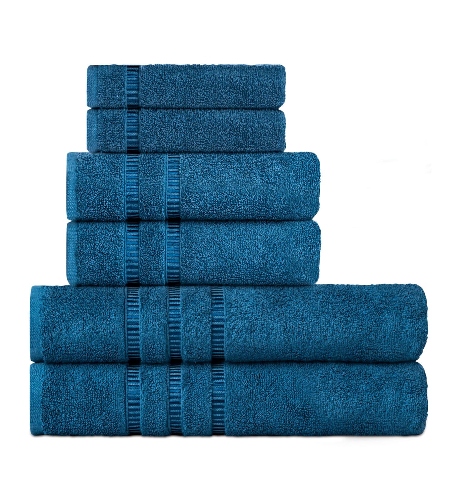 COTTONIA Hotel Style Collection 100% Turkish Cotton Towels - 6 Piece Set in Air Force Blue | Super Absorbent, Luxurious, and Durable - Buy Online on GoSupps.com