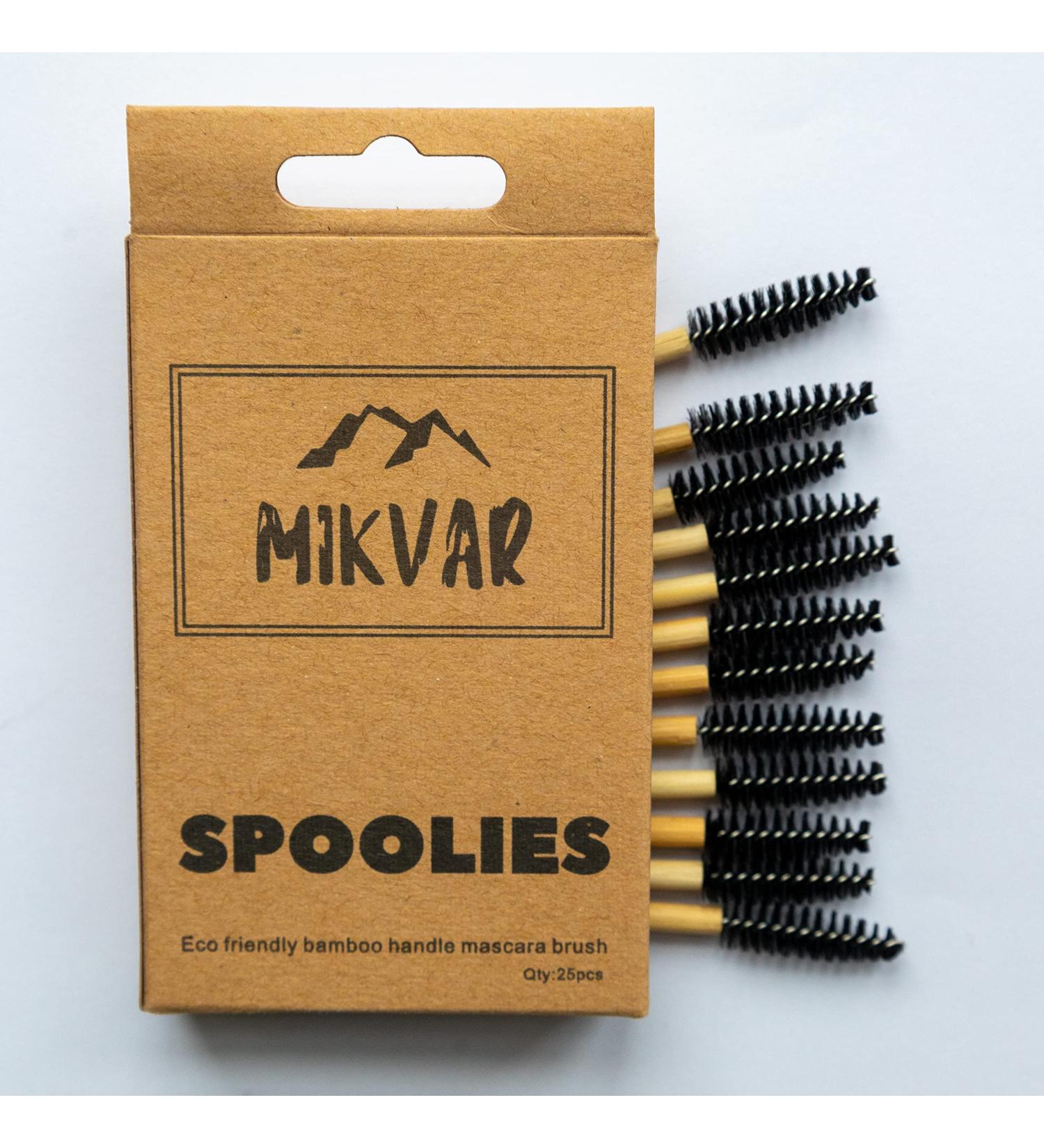MIKVAR Bamboo Mascara Spoolies - 25 Eco-Friendly Brushes for Eyebrow and Eyelash Makeup Application - Buy Online on GoSupps.com