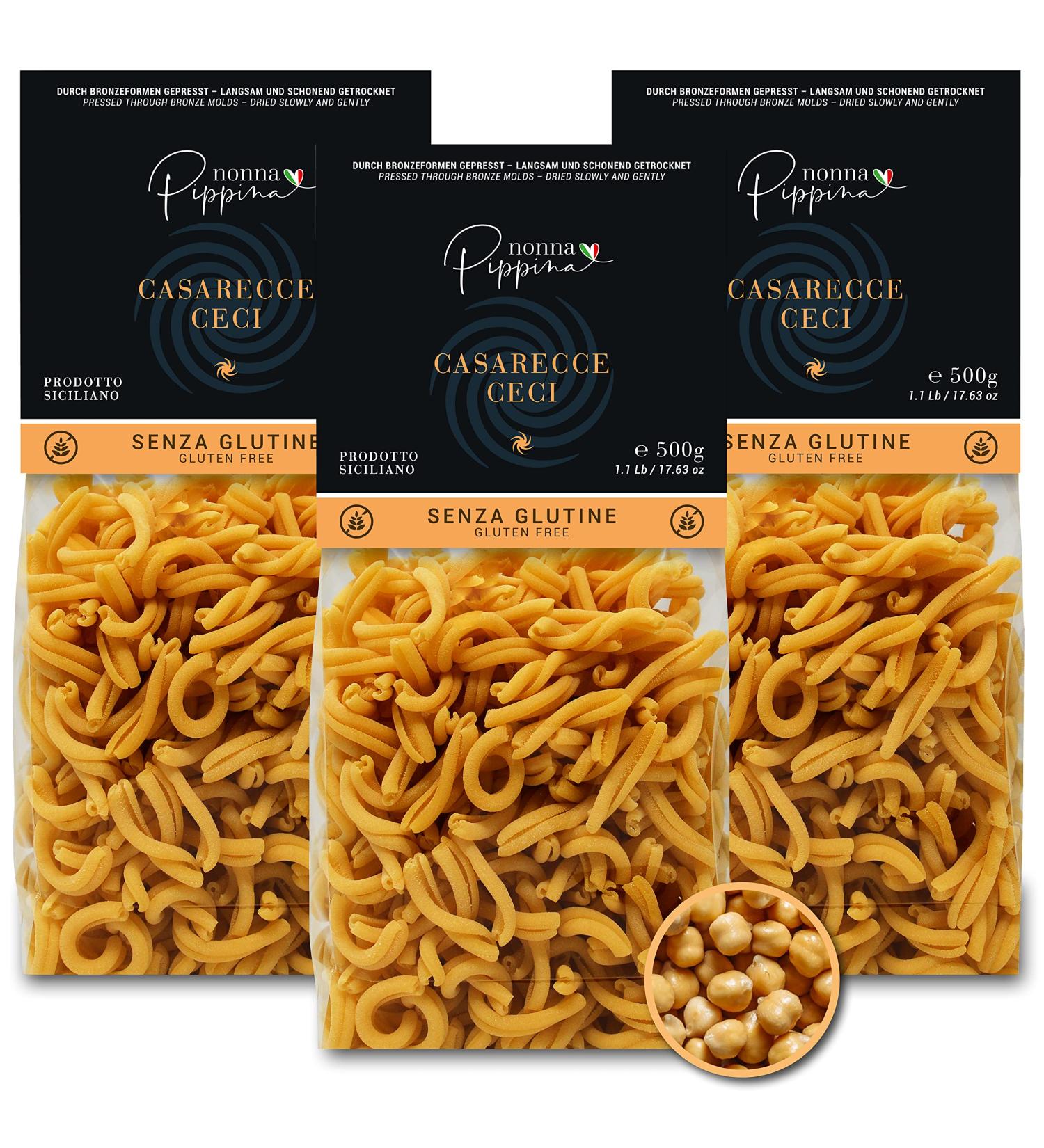 Nonna Pippina Casarecce Gluten-Free Pasta | 3 x 500g | Vegan & Bronze Pulled Chickpea Pasta - Slow Dried - Buy Online on GoSupps.com