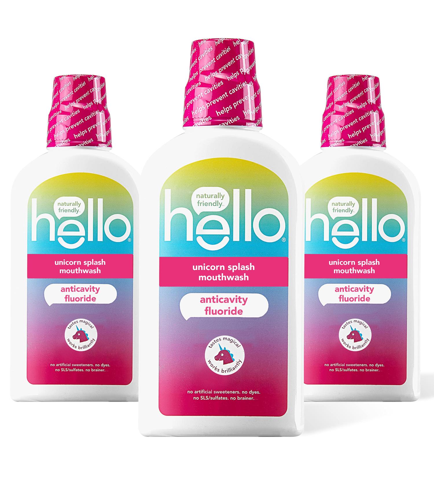 Hello Kids Mouthwash - Alcohol Free Unicorn Bubble Gum, Fluoride, Vegan - 3 Pack (16 OZ) - Buy Online on GoSupps.com