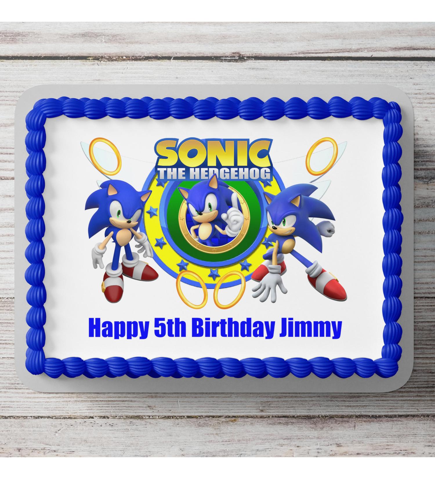 Sonic The Hedgehog Theme Personalised A4 Cake Topper Edible Icing Sheet Cake Birthday Decoration