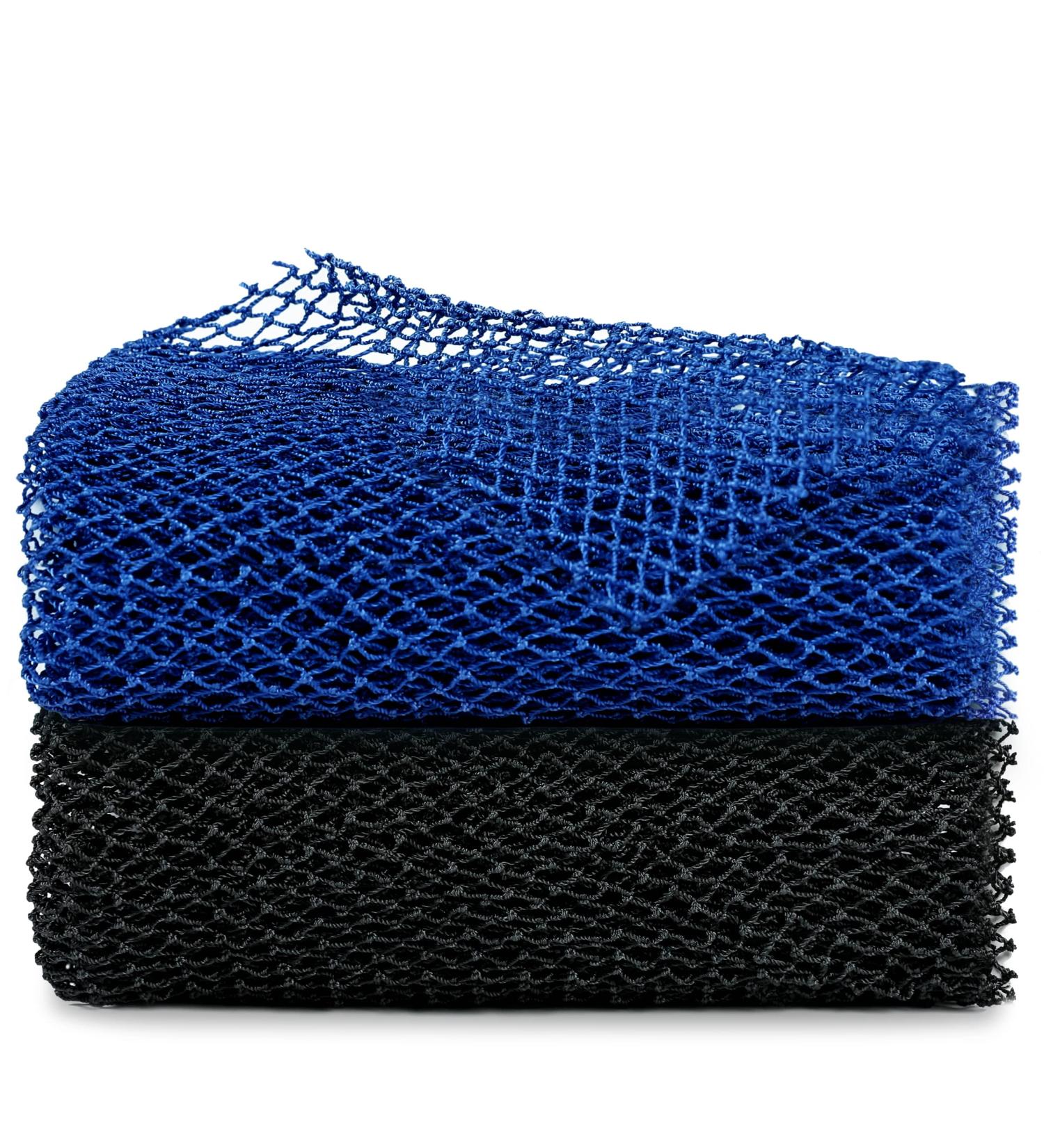 African Exfoliating Net Sponge - Set of 2 | Premium Nylon Bathing Scrubber for Daily Body Scrub | Shower Wash Net in Black & Blue - Buy Online on GoSupps.com