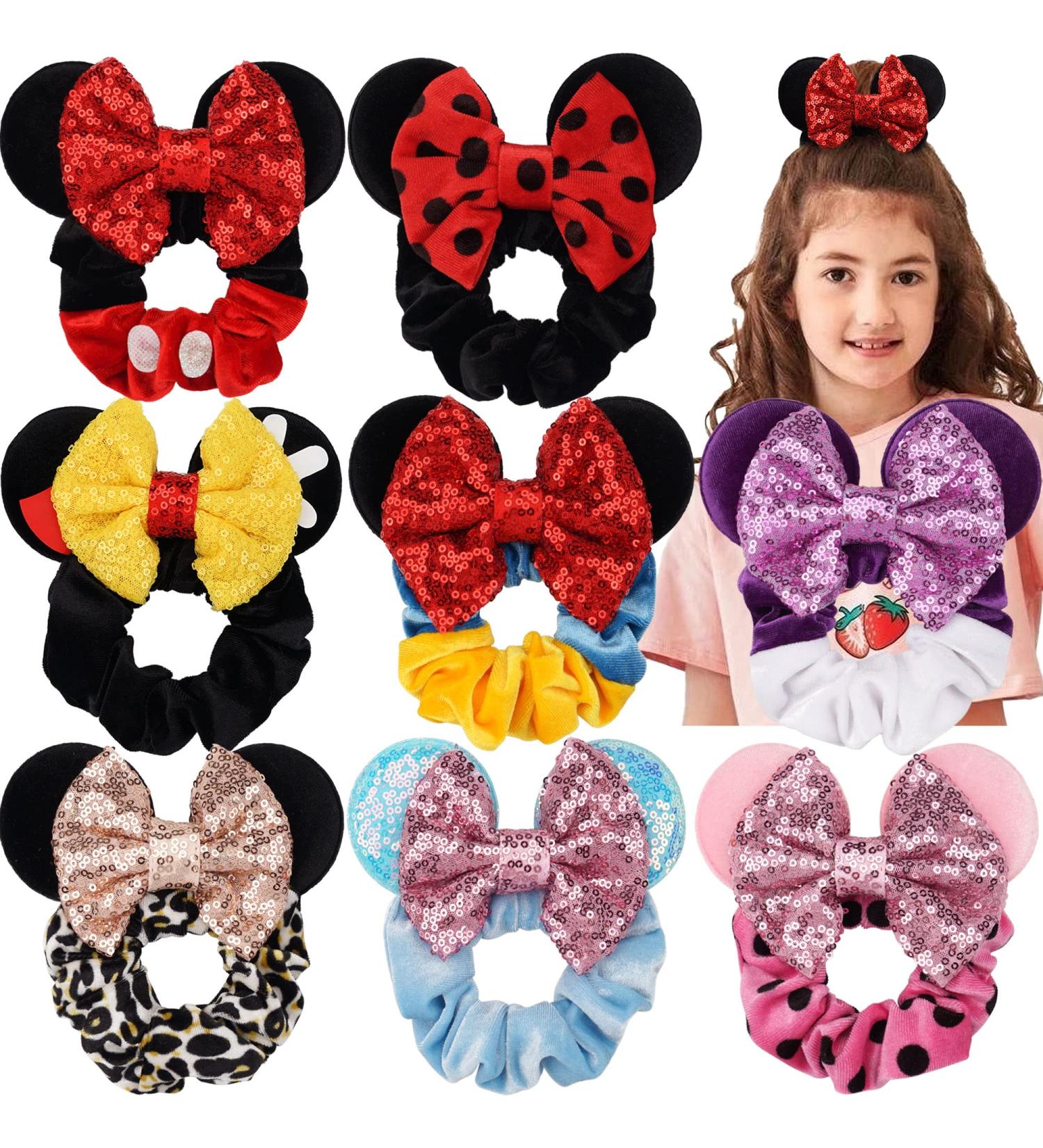 8 Pack Mouse Ear Hair Scrunchies - Velvet Mickey Hair Bows for Women and Girls - Buy Online on GoSupps.com