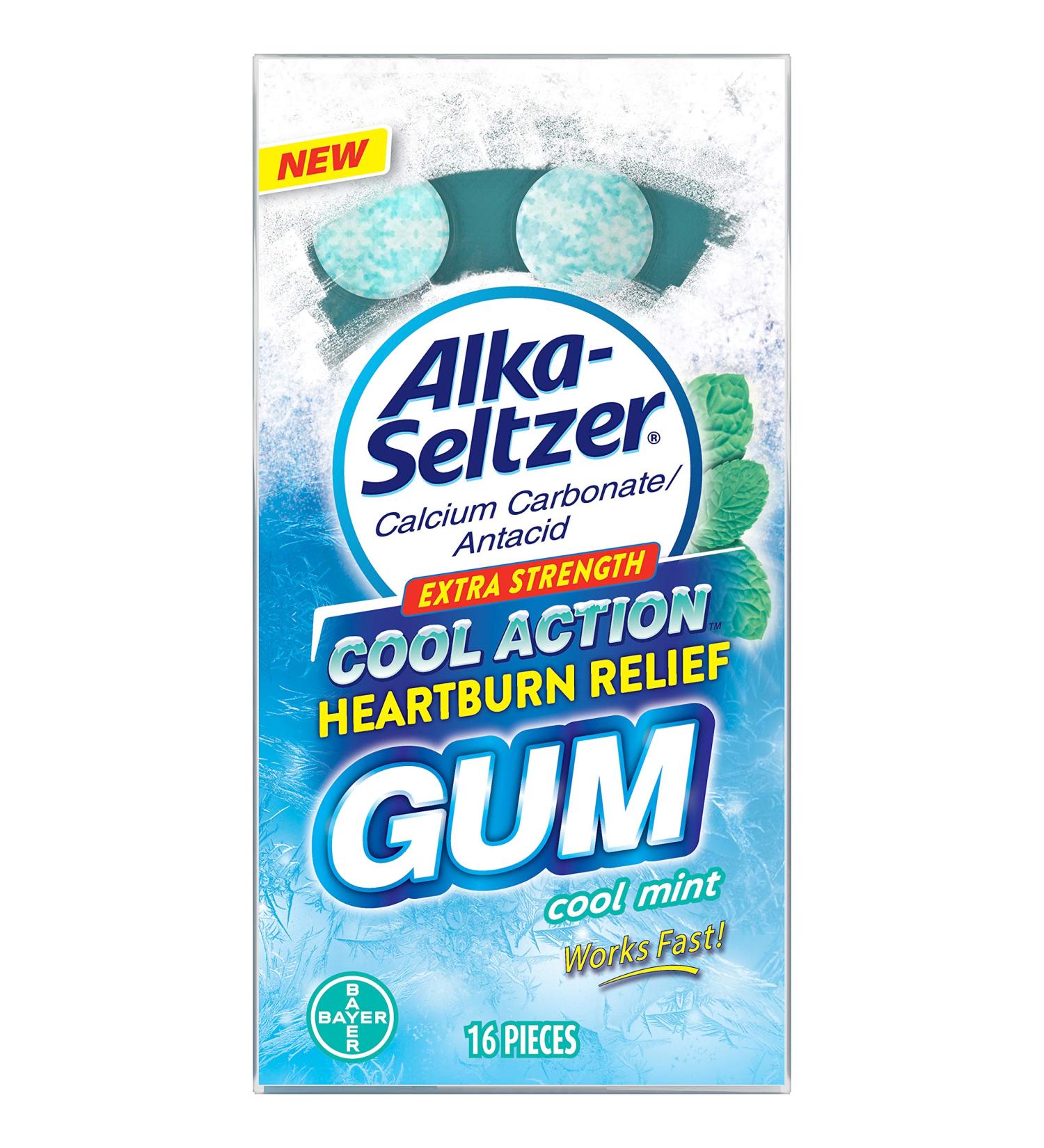 Alka-Seltzer Extra Strength Heartburn Relief Gum - Cool Mint | 16 Pieces - Buy Online on GoSupps.com