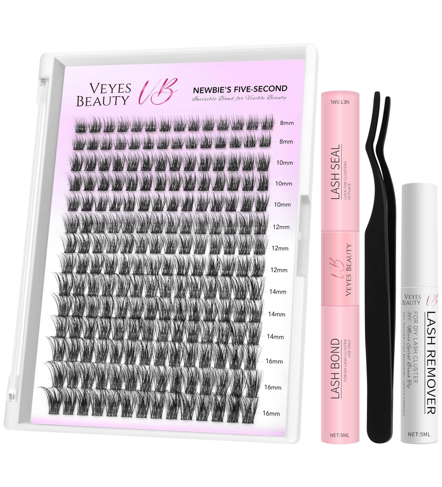 VEYESBEAUTY Dreamy Cluster Lashes Kit - DIY Dramatic Volume Eyelash Extensions | Faux Mink Wispy Lashes | Mixed Length Tray with Bond & Seal for Easy Application at Home - Buy Online on GoSupps.com