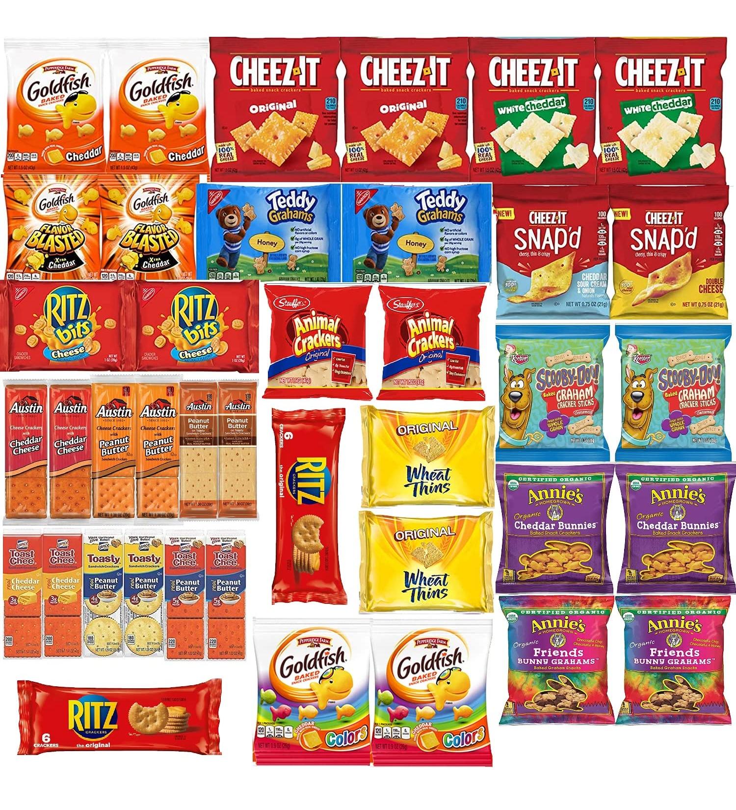 Accessory Zone Extreme Crackers Variety Pack Individually Wrapped Assortment Including and Cheese Snack Pack, Peanut Butter, Lance, Goldfish, Ritz, Austin, Cheez-Its More Bulk (40 Count)