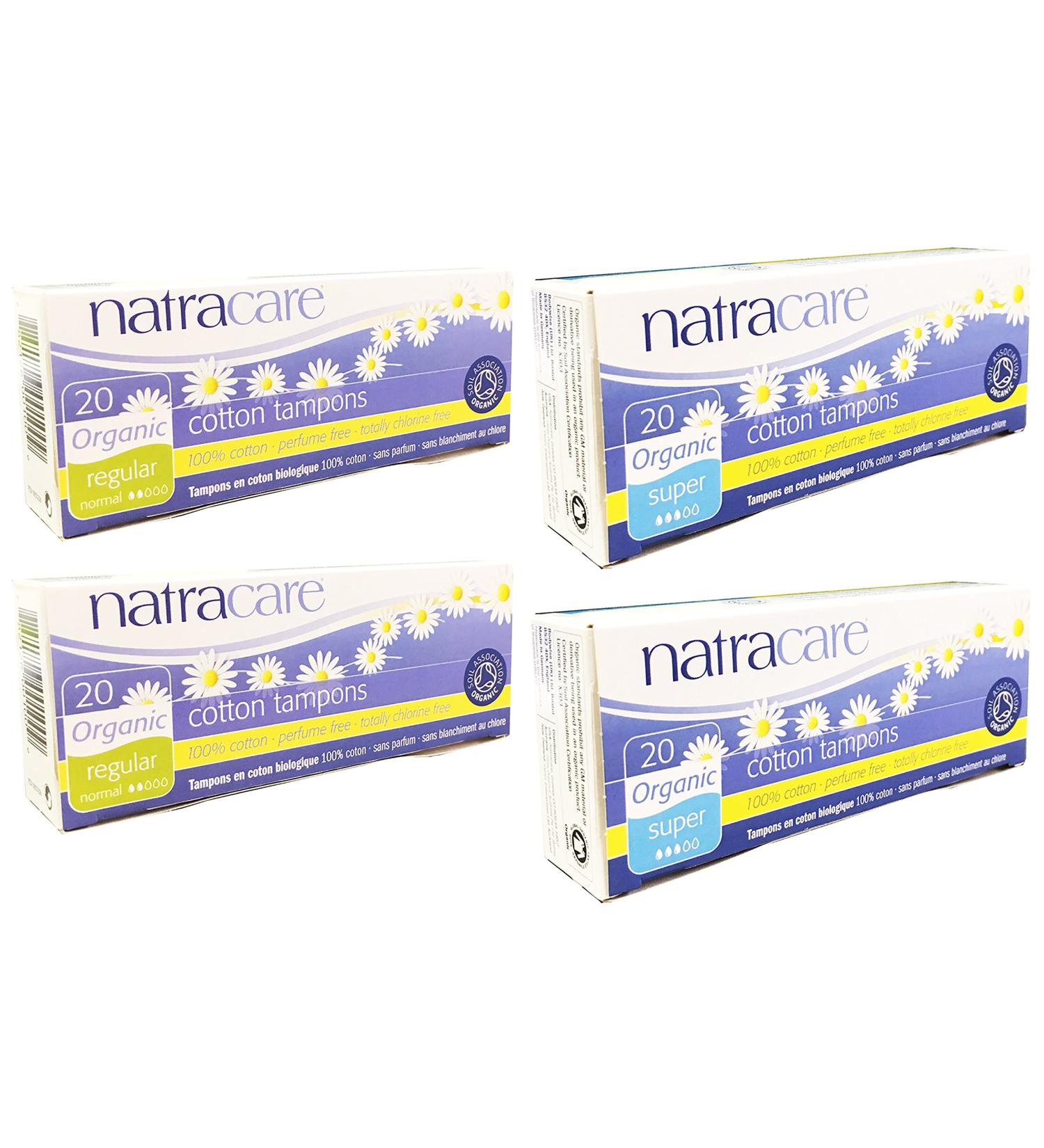 Natracare Organic Cotton Tampons (Super and Regular Variety Pack of 80) No Applicator