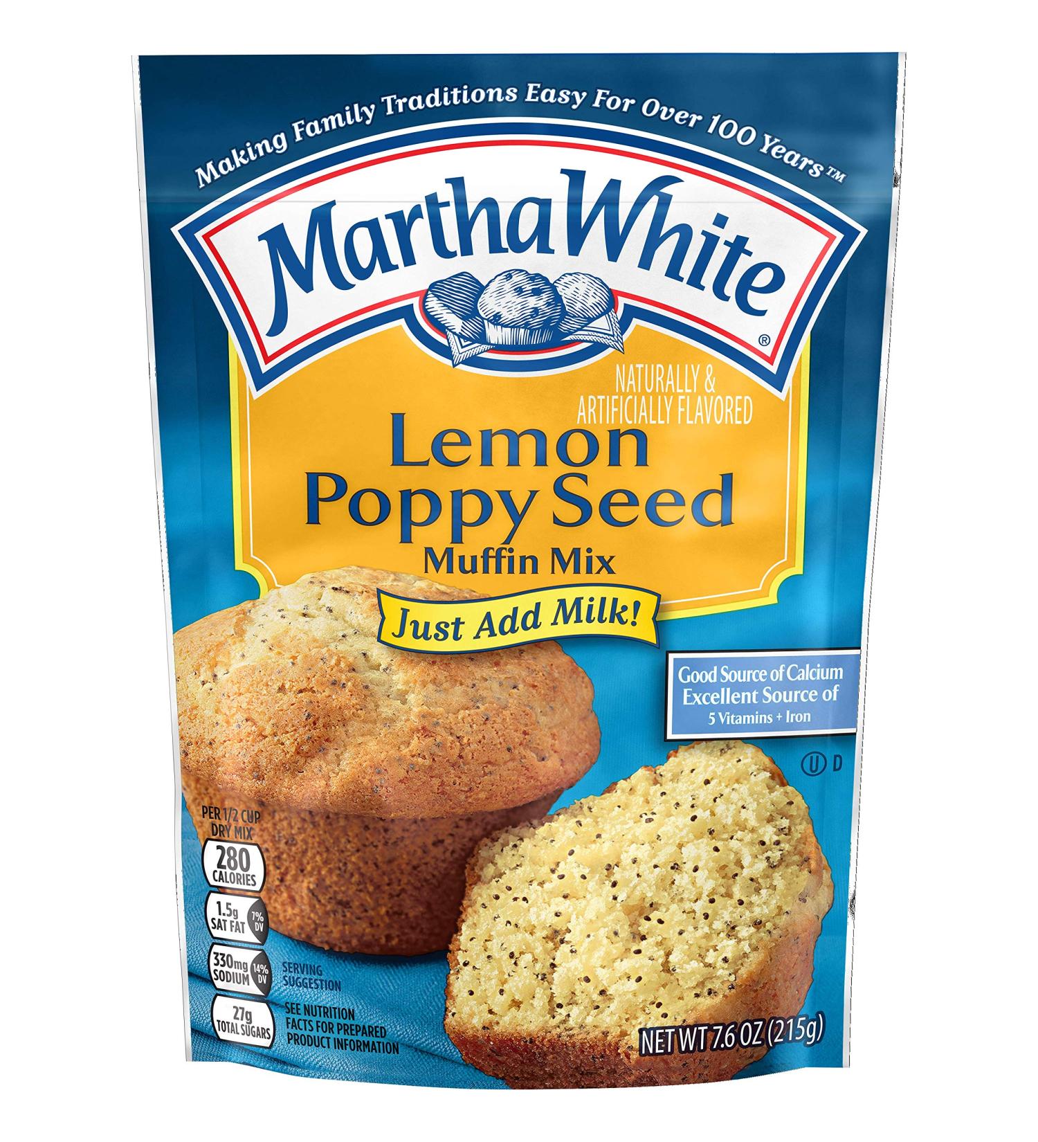 Martha White Lemon Poppy Seed Muffin Mix, 7.6 Ounce
