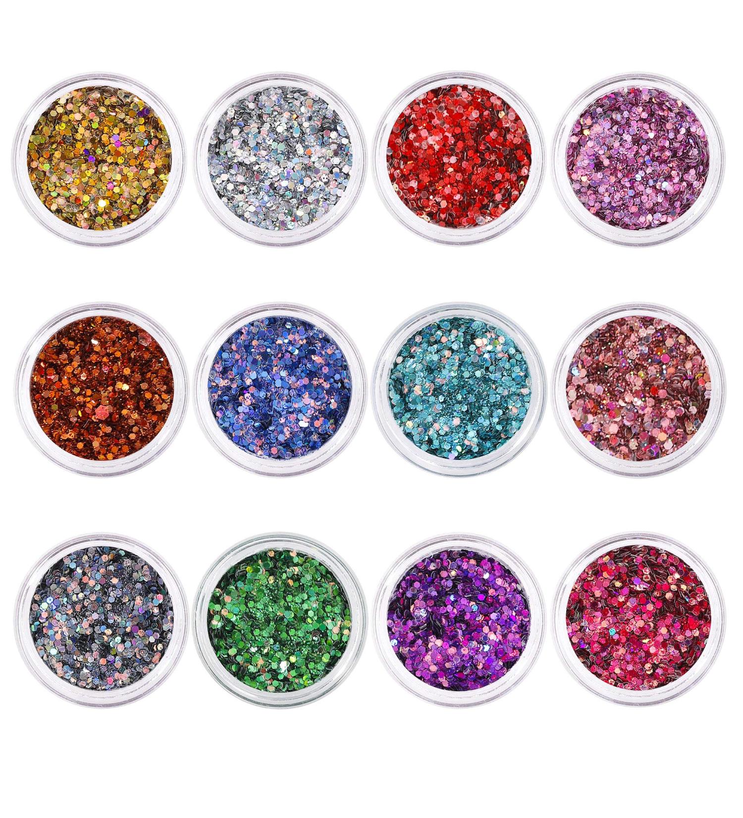 12 Pieces Nail & Body Glitter Sequins - Perfect for Festivals & Parties | Shine Bright with Makeup & Hair Glitter - Buy Online on GoSupps.com
