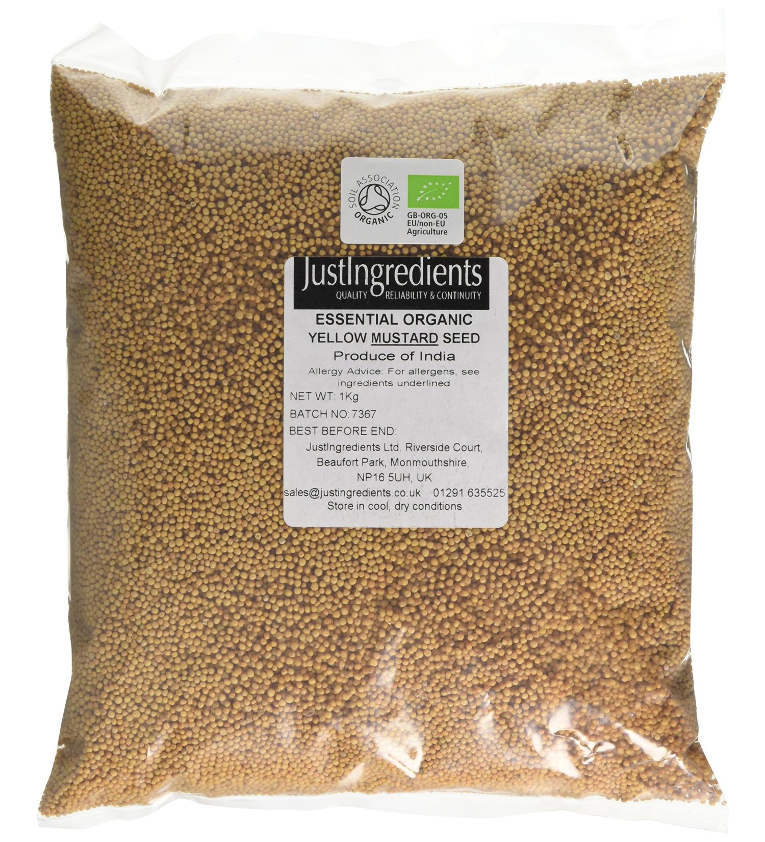 JustIngredients Essentials Organic Yellow Mustard Seeds 1 kg - Buy Online on GoSupps.com