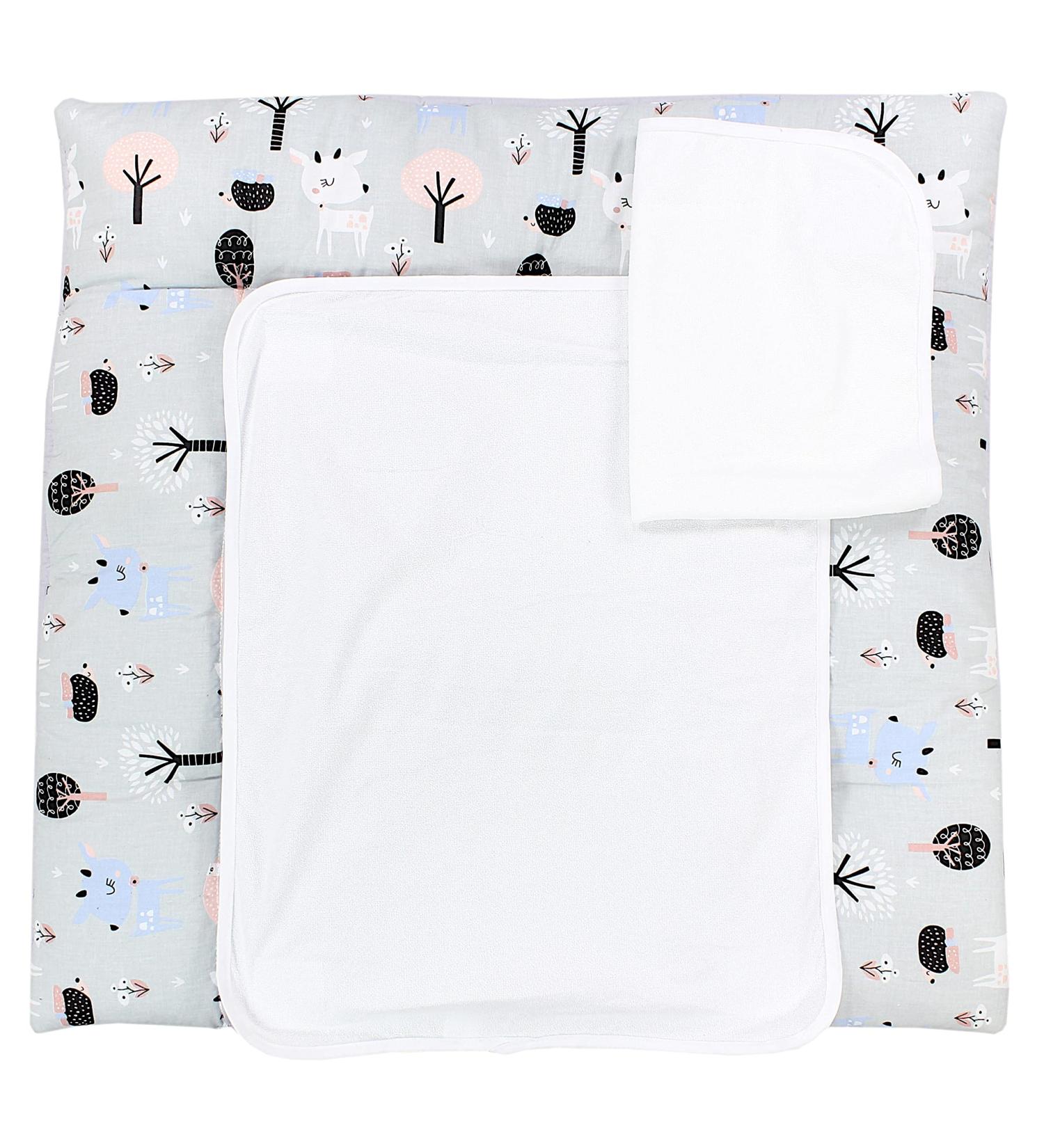 Tuptam Changing Pad with 2 Terry Trains - Deer/Hedgehog/Grey 70x70 cm (Model Mar02579) - International Shipping Available - Buy Online on GoSupps.com