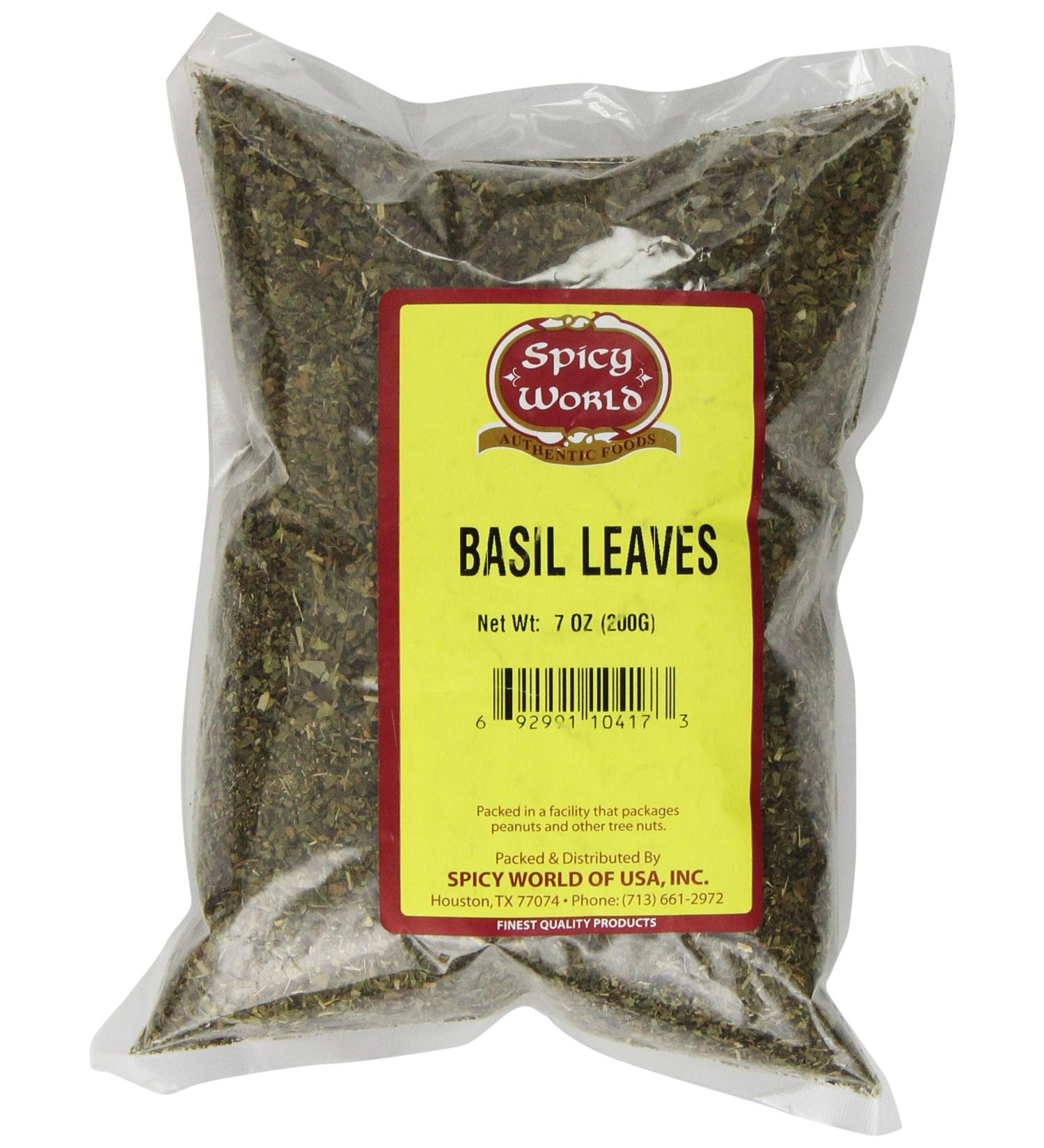 Dried Basil Leaves 7oz (200g) - Natural, Non-GMO, Vegan, Ayurveda Herb - by Spicy World 7 Ounce (Pack of 1)