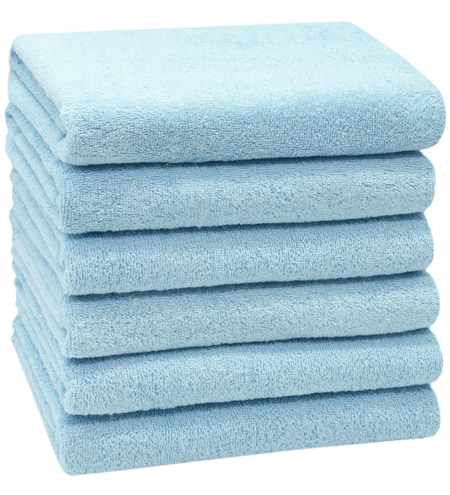 Zollner 6 Set Light Blue Bath Towels - Soft & Strong 50x100 cm Hotel Quality Washable Up to 60 C with Hanger - Perfect for Home & Travel - Buy Online on GoSupps.com