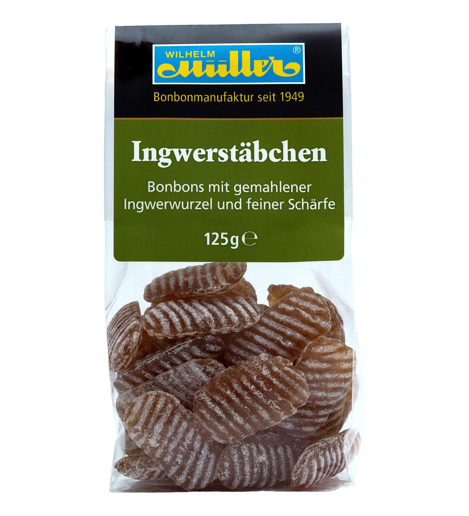 Ginger sticks candy with ground ginger root and fine spiciness (1 bag) Ginger 125 g (1 pack)