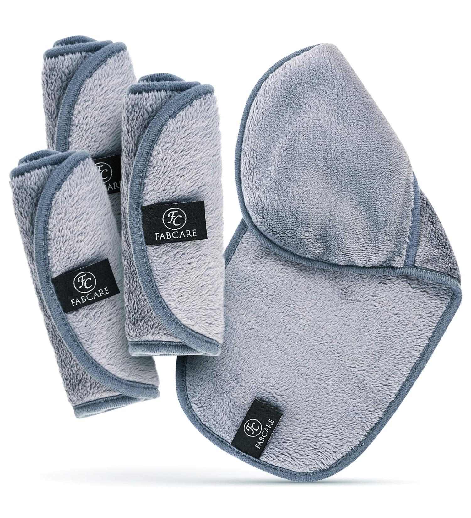 FABCARE Makeup Remover Cloth Set | 4 Washable Microfibre Face Cloths - DERMATEST Very Good - Integrated Glove for Easy Makeup Removal - Buy Online on GoSupps.com