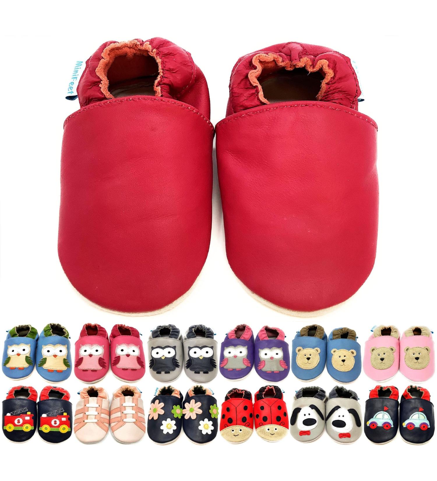 MiniFeet Premium Soft Leather Baby Shoes - 4 for the price of 3 - Toddler Shoes 0-6 Months Plain Pink - Buy Online on GoSupps.com
