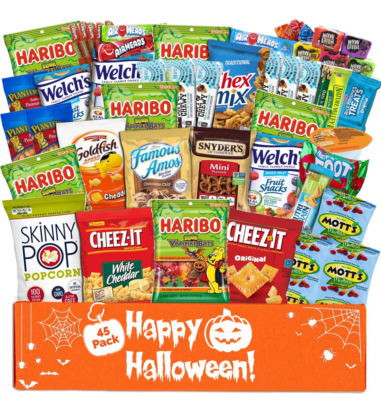 Halloween Care Package Snack box (45) Candy Snacks Assortment Trick or Treat Cookies Food Bars Toys Variety Gift Pack Box Bundle Mixed Bulk Sampler for Children Kids Boys Girls College Students Office - Buy Online on GoSupps.com