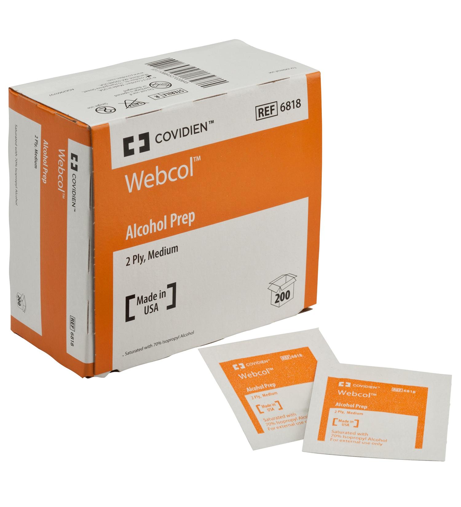 Covidien 6818 Webcol Alcohol Prep Sterile 2-ply Medium (Pack of 4000)