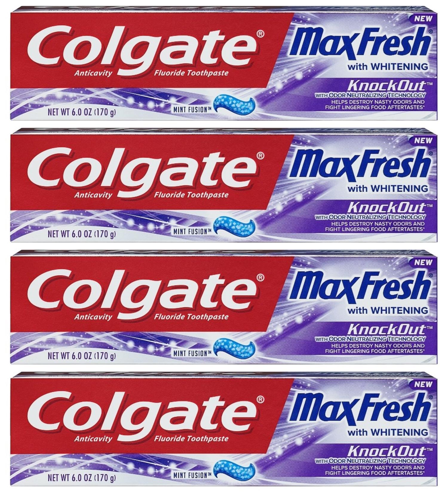 Colgate Max Fresh KnockOut Toothpaste - Odor Neutralizing Technology - 6 OZ (170g) - Pack of 4 Tubes - Buy Online on GoSupps.com