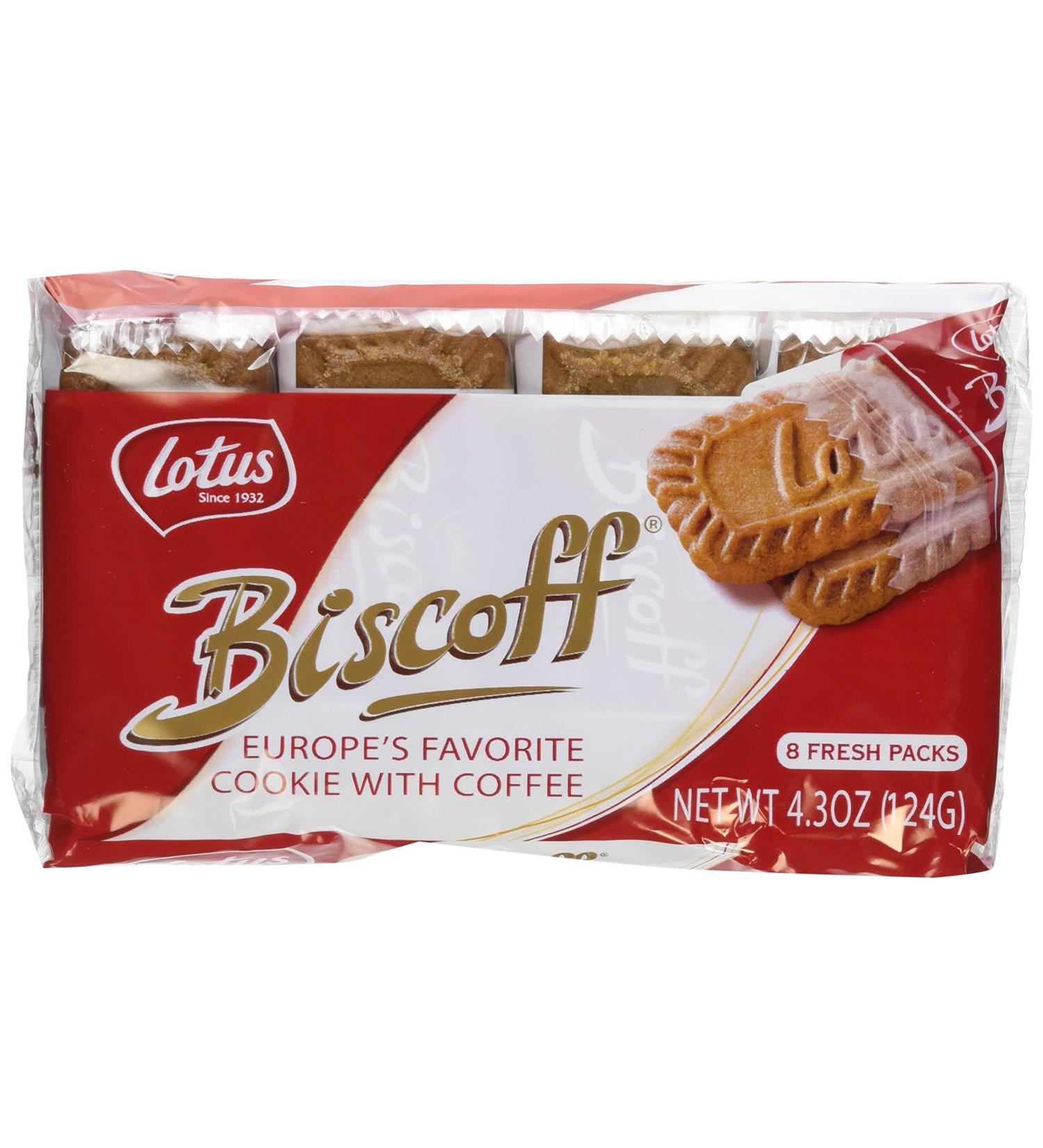 Biscoff Cookies - 4.3 Ounce (Pack of 2) (16 Individual Snack Packs) lotus,coffee 4.3 Ounce (Pack of 2)