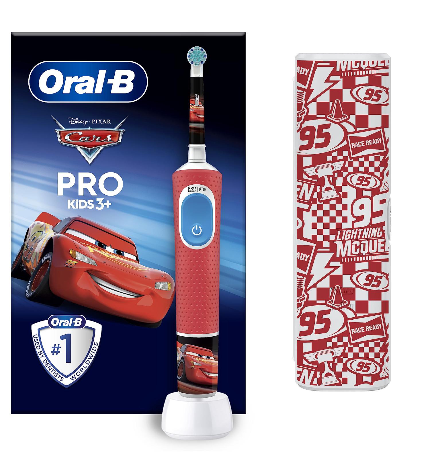 Oral-B Pro Kids Cars Electric Toothbrush - Best Kids Electric Toothbrush for Ages 3+ Sensitive Mode Extra Soft Bristles Includes Travel Case & Stickers - Buy Online on GoSupps.com