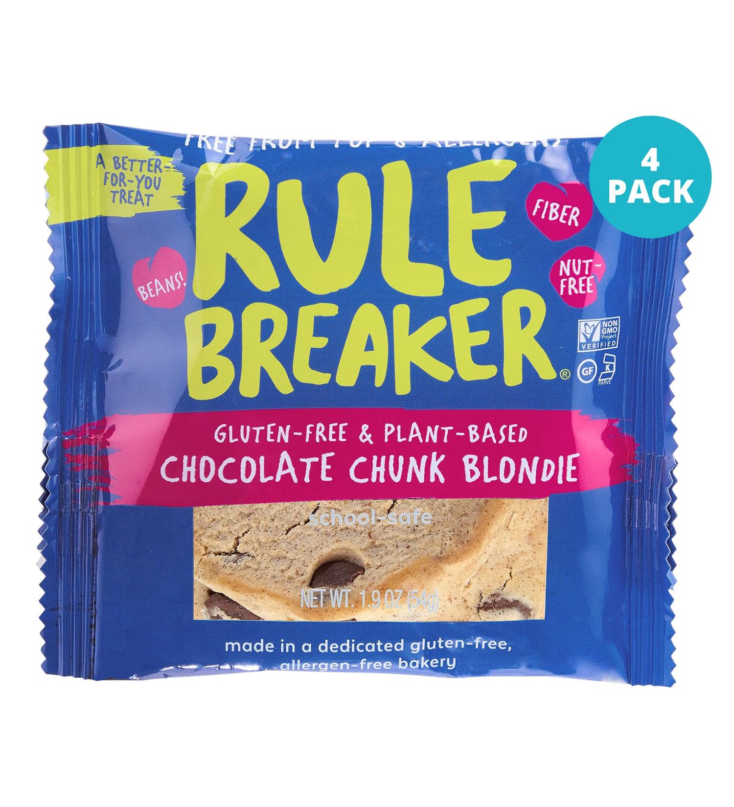 Rule Breaker Snacks Vegan Gluten Free Chocolate Chip Blondie Cookies | Plant-Based, Allergen-Free, Kosher | Soft-Baked Lunchbox Snacks for Kids & Adults - 4 Pack, 1.9 oz - Buy Online on GoSupps.com