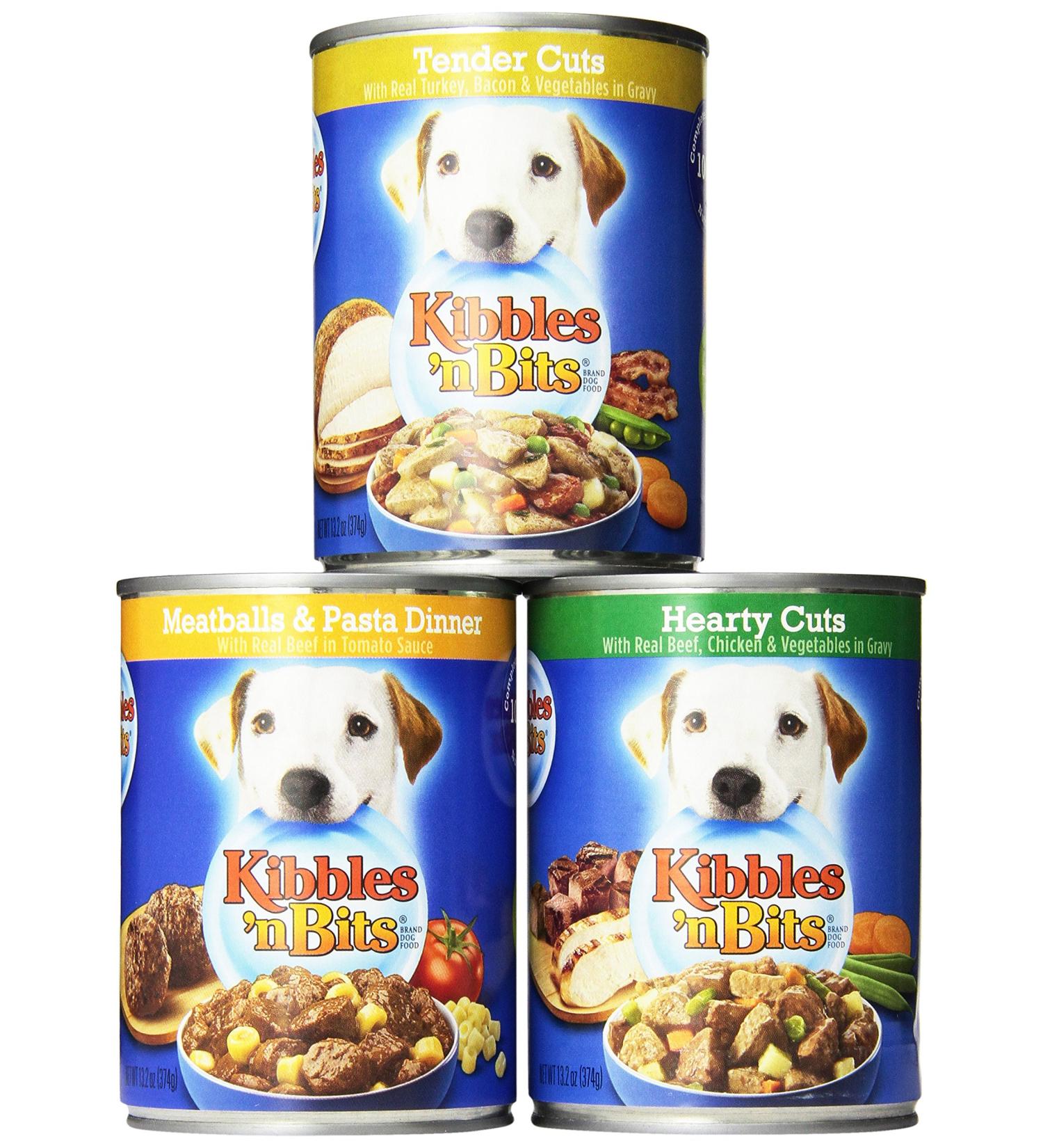 Kibbles 'n Bits Wet Dog Food Variety Pack Featuring Meatballs & Pasta Dinner With Real Beef in Tomato Sauce Meatball Pasta Dinner with Beef Variety Pack 13.2oz (Pack of 12)