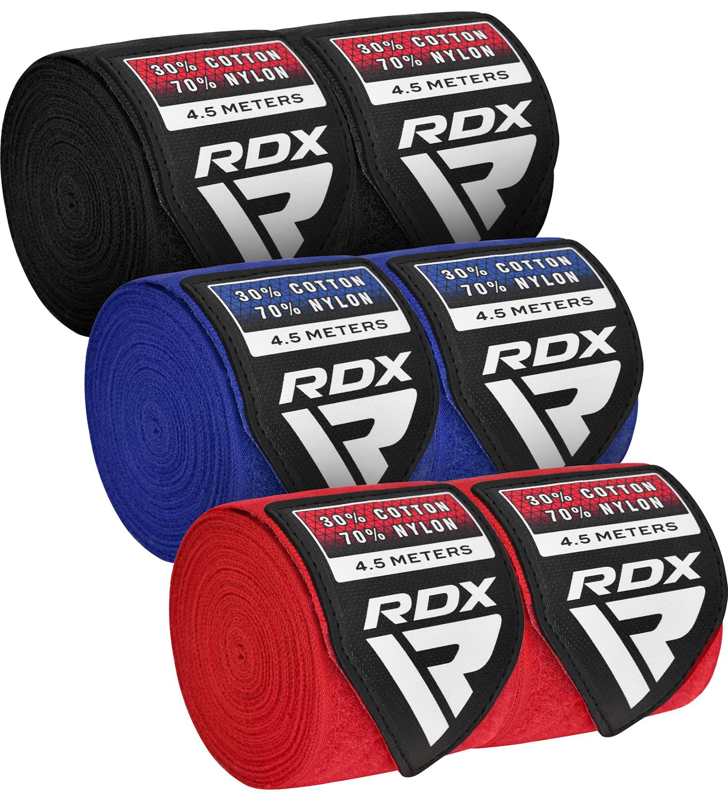 RDX 4.5m Professional Boxing Bandages 3 Pairs of Elastic Hand Wraps for MMA Muay Thai & Kickboxing | Perfect for Men & Women - Buy Online on GoSupps.com