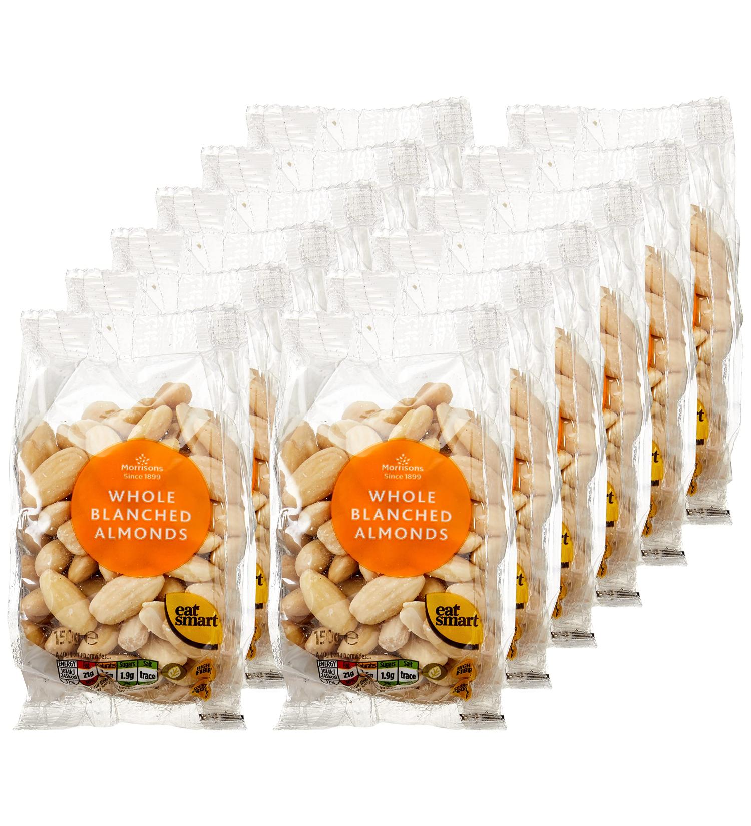 Morrisons Whole Blanched Almonds 150 g x 12 - Buy Online on GoSupps.com