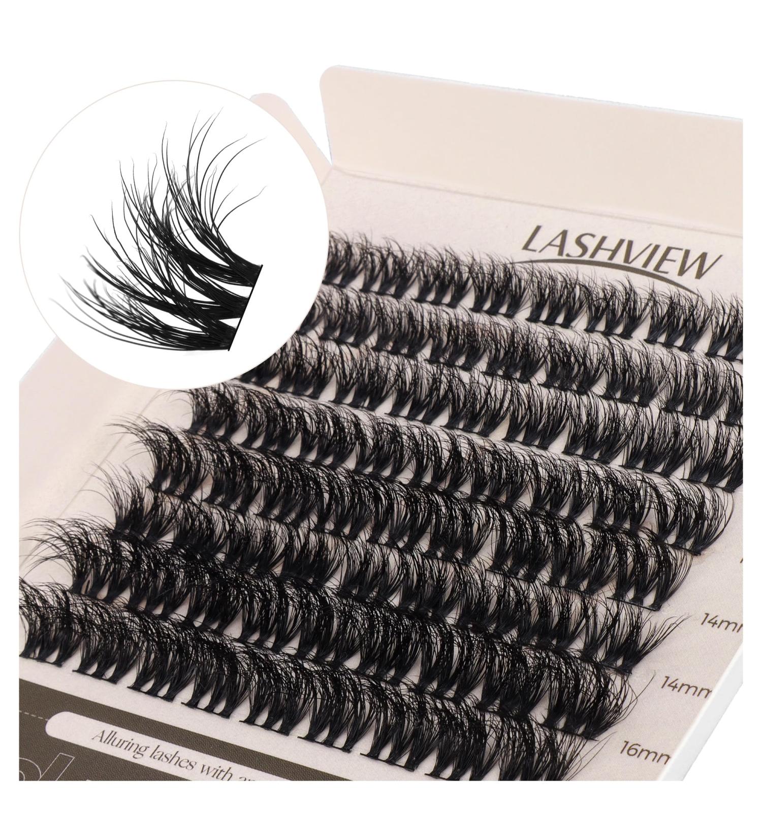 LASHVIEW 3D Wispy Cluster Lashes - Reusable Multilayered Eyelash Extensions (10-16mm) | Fluffy DIY Eyelash Clusters for Stunning Volume - Buy Online on GoSupps.com