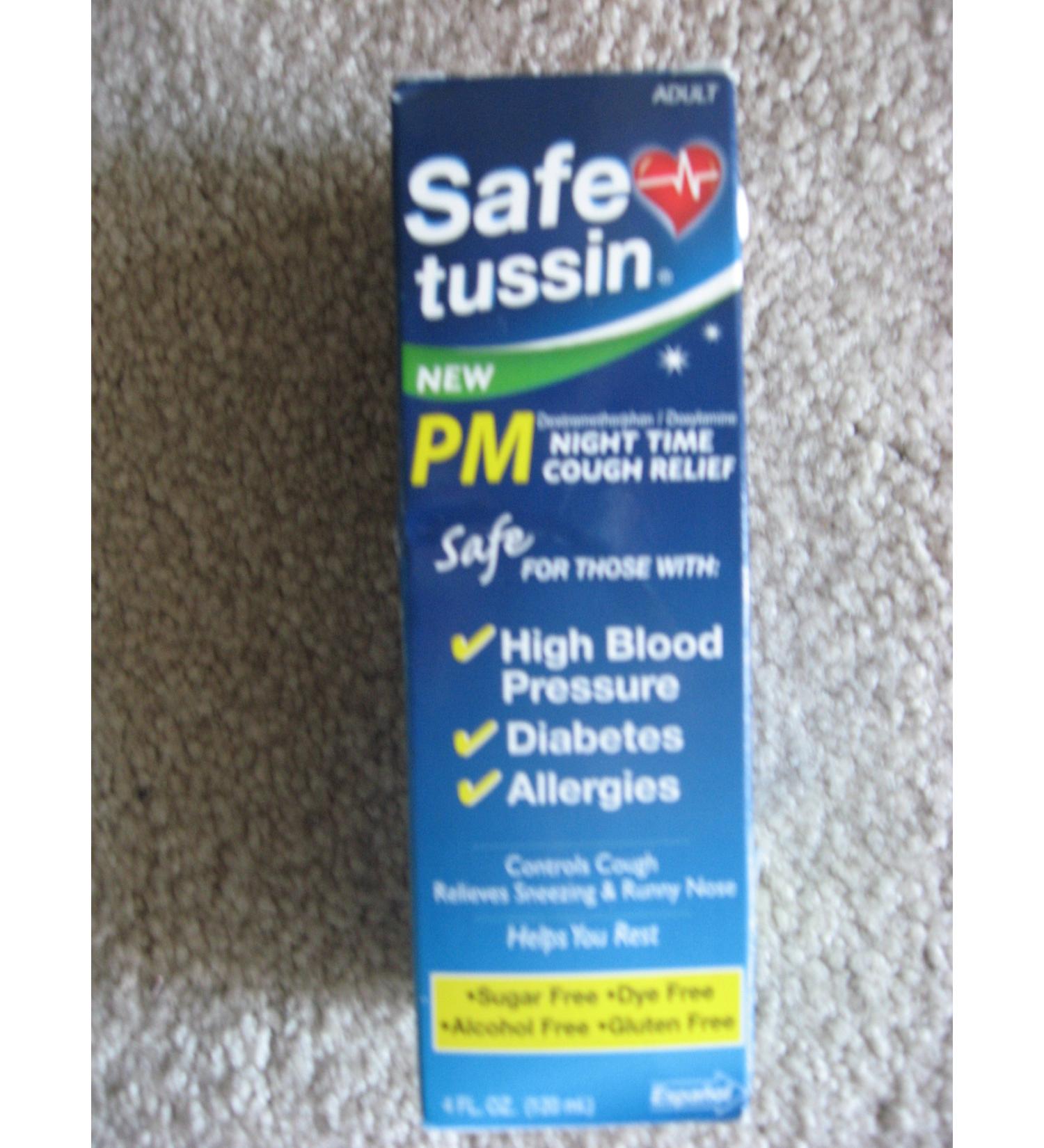 Safetussin Tussin PM - Night Time Cough Relief - Sugar Free - Dye Free - Alcohol Free - Gluten Free 4 fl.oz.