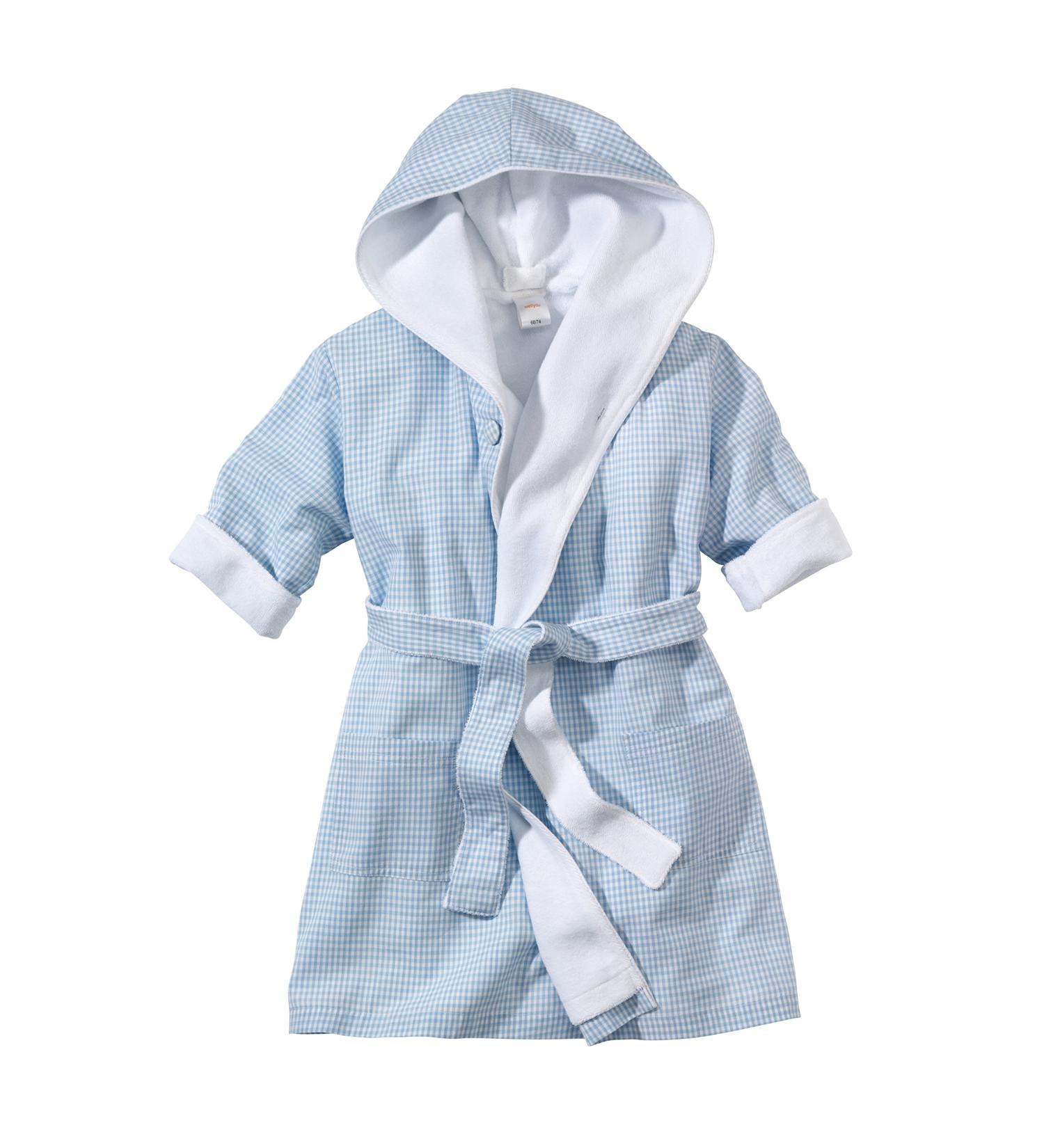 Buy WellYou Baby-Children's Vichy Check Bathrobe - 100% Cotton Unisex Sizes 68-122 | Blue & White - Buy Online on GoSupps.com