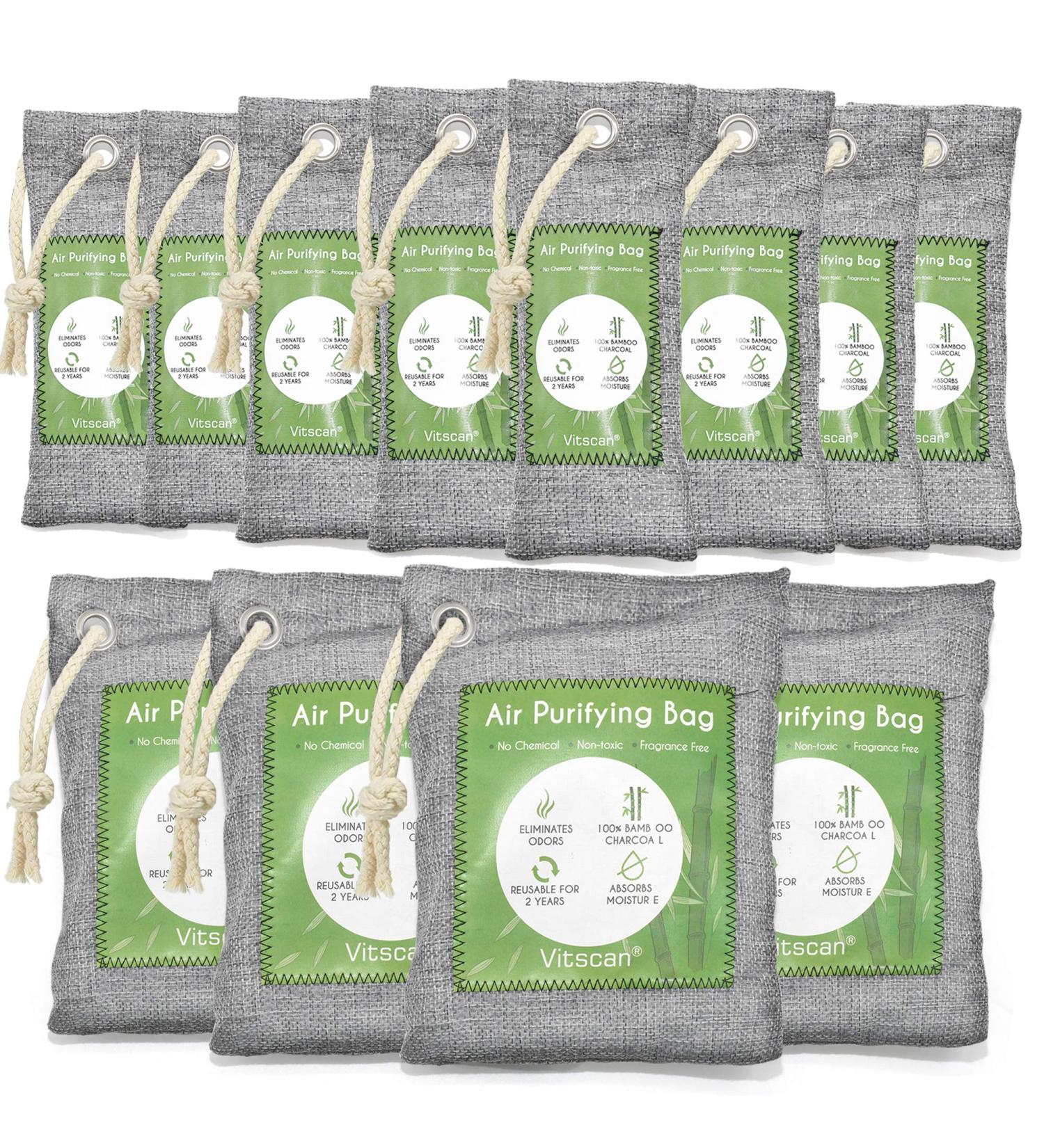 12 Pack Bamboo Charcoal Air Purifying Bags - Activated Charcoal Odor and Moisture Absorbers for Home, Car, Pet, and Closet - Buy Online on GoSupps.com