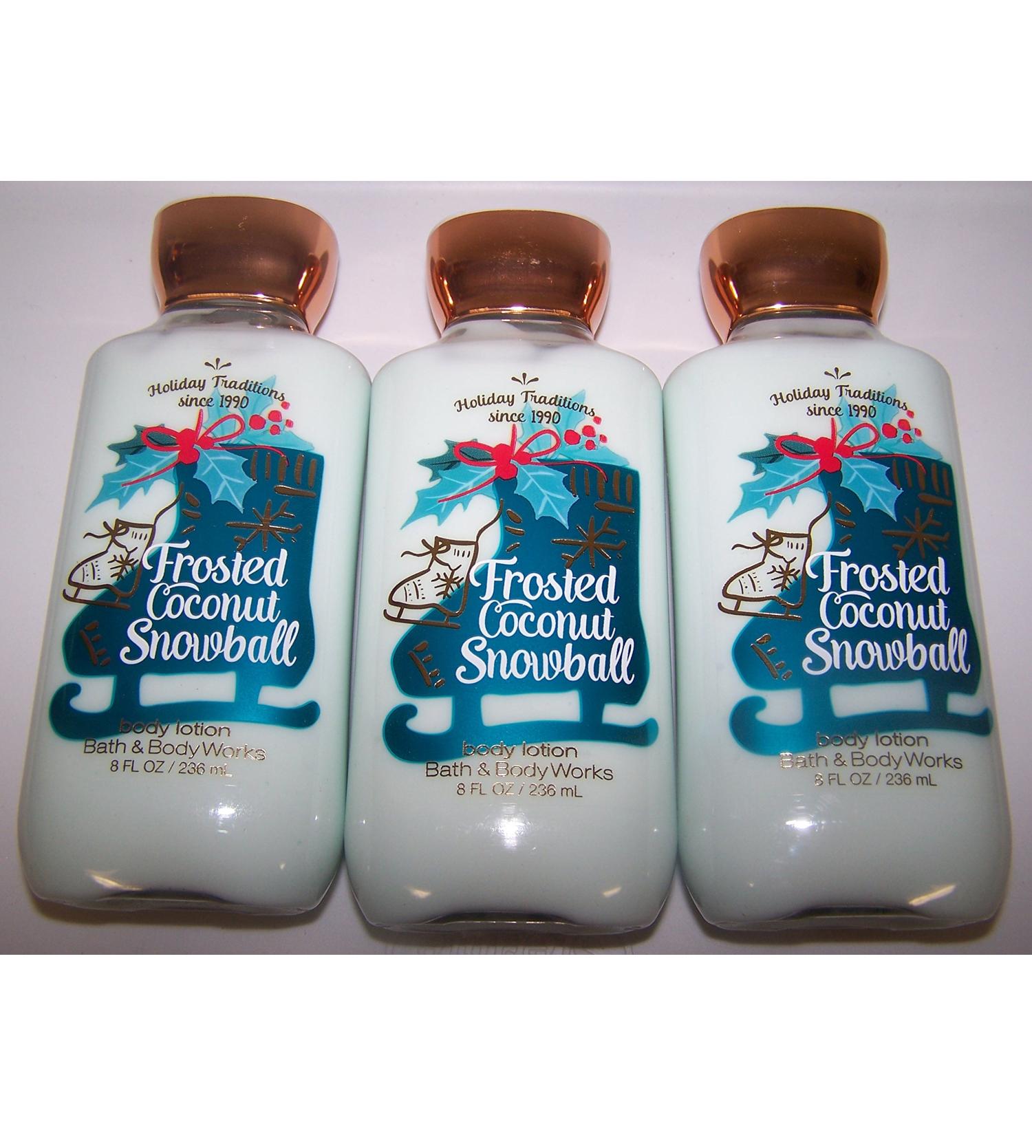 Lot of 3 Bath & Body Works Frosted Coconut Snowball Shea & Vitamin E Body Lotion 8 oz