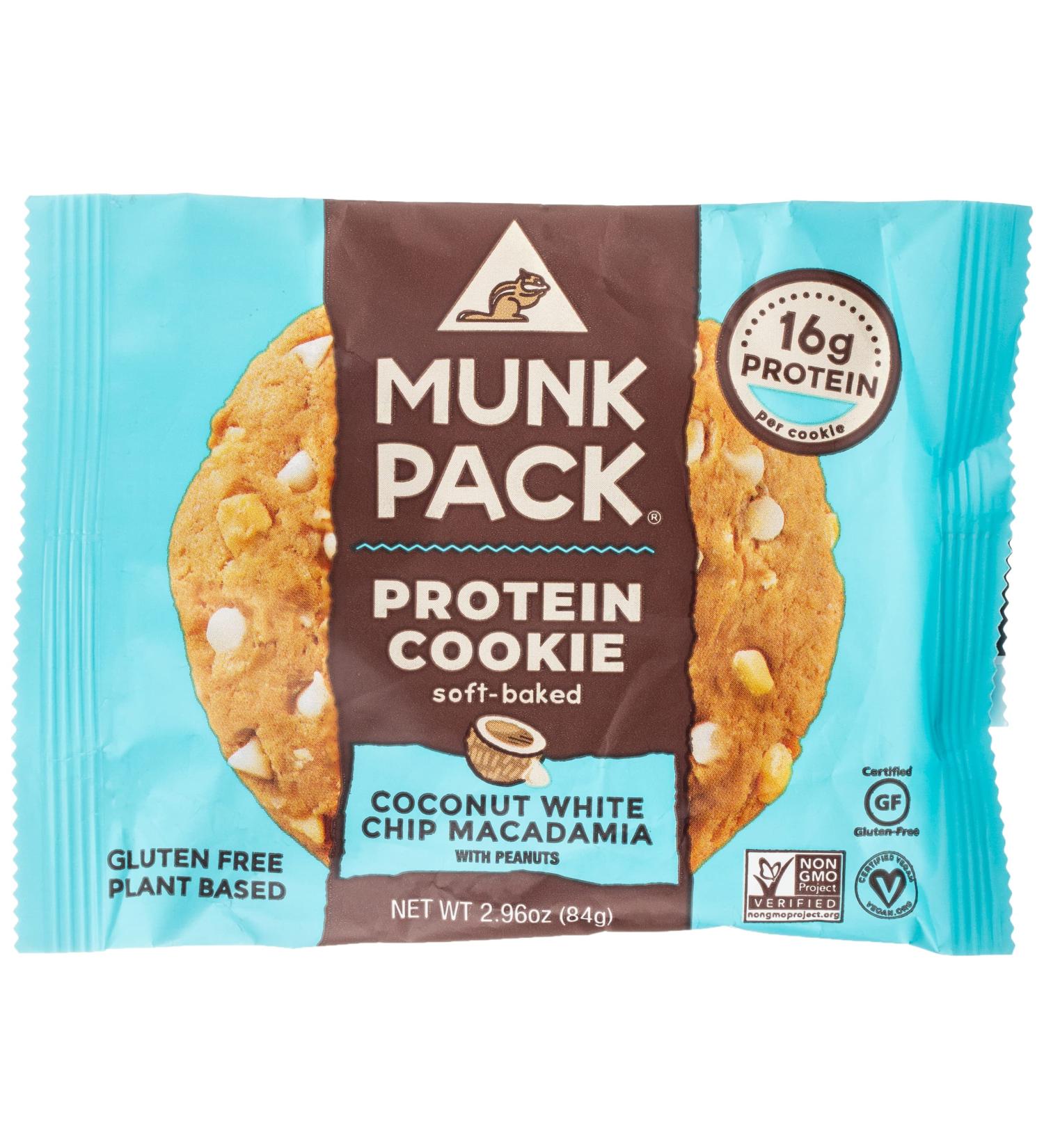 Munk Pack Coconut Macadamia Protein Cookie - 16g Vegan, Gluten & Dairy Free - 2.96 oz (1 Pack) - Buy Online on GoSupps.com